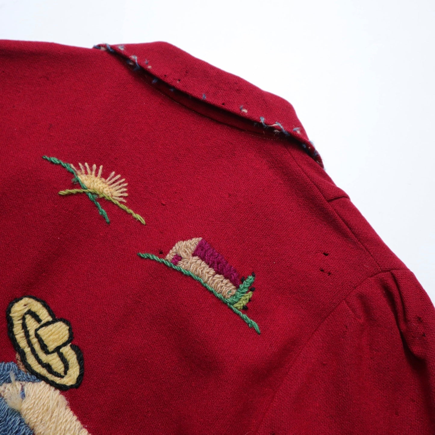 1940s 墨西哥紅色刺繡羊毛紀念外套 - 富士鳥古著