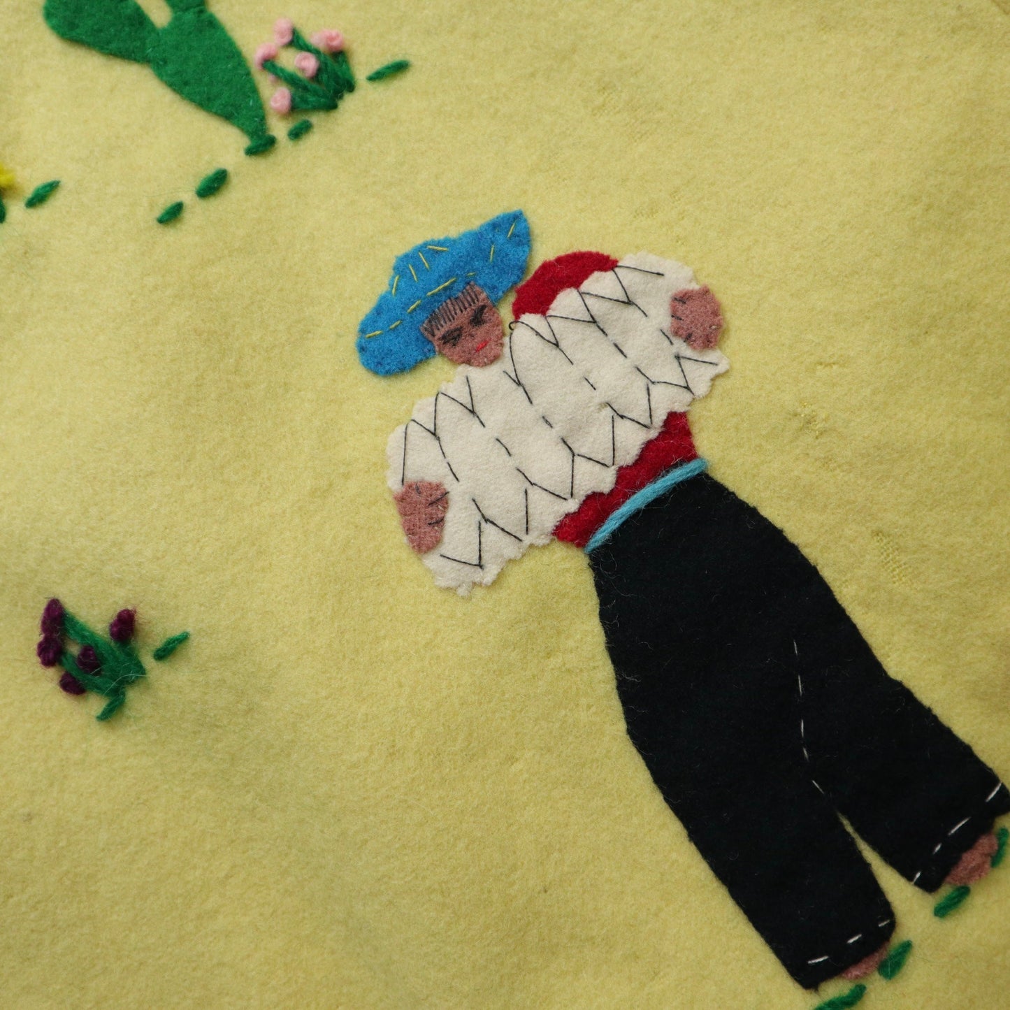 1940s Garcia Leal 墨西哥黃色刺繡羊毛紀念外套 - 富士鳥古著