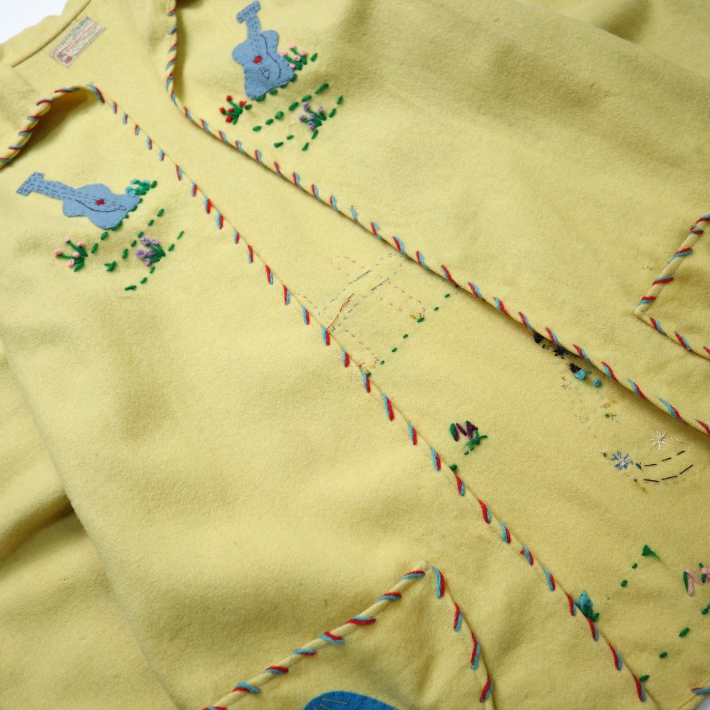 1940s Garcia Leal 墨西哥黃色刺繡羊毛紀念外套 - 富士鳥古著