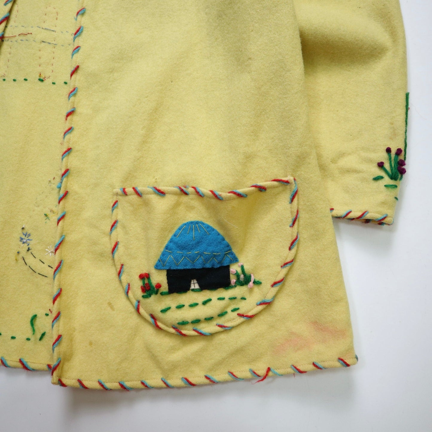 1940s Garcia Leal 墨西哥黃色刺繡羊毛紀念外套 - 富士鳥古著