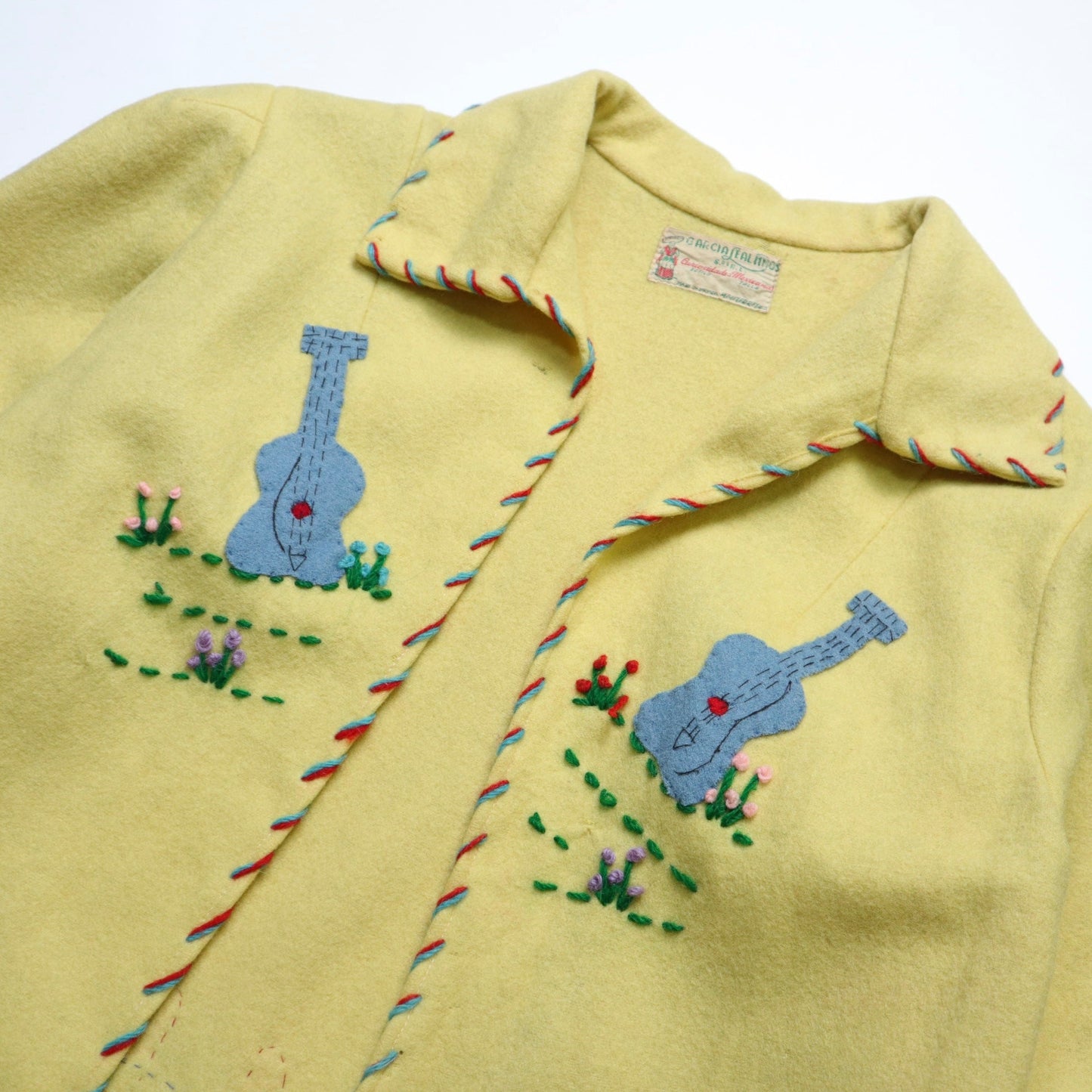 1940s Garcia Leal 墨西哥黃色刺繡羊毛紀念外套 - 富士鳥古著