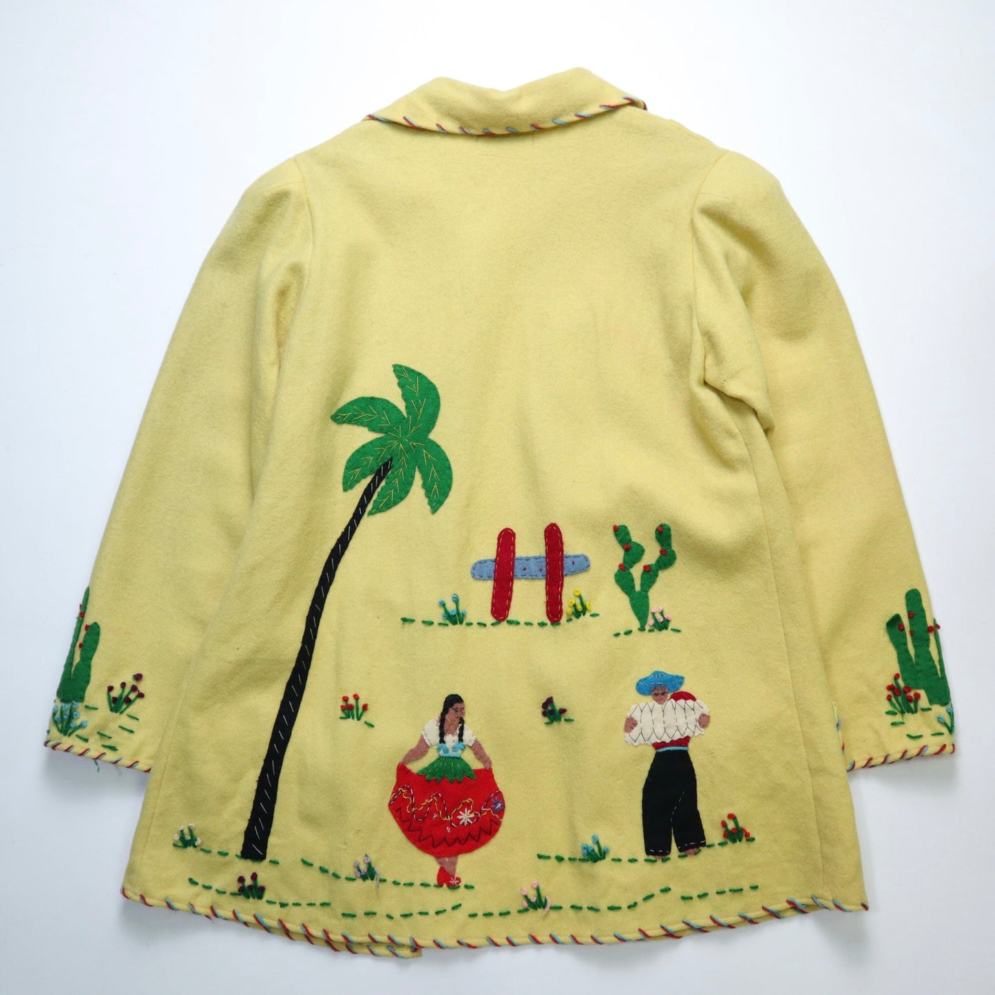 1940s Garcia Leal 墨西哥黃色刺繡羊毛紀念外套 - 富士鳥古著