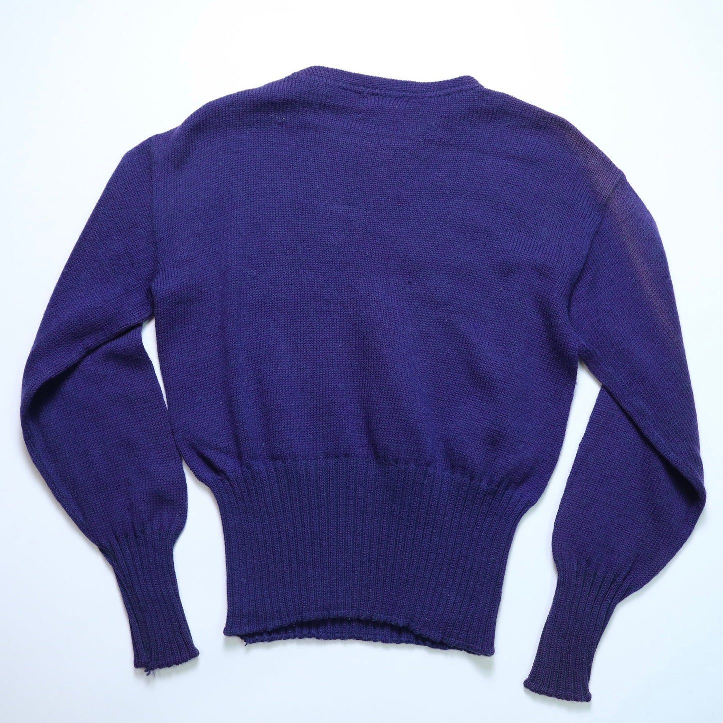 1940s Rugby sportwear Letterman Sweater 藍紫色針織毛衣 - 富士鳥古著