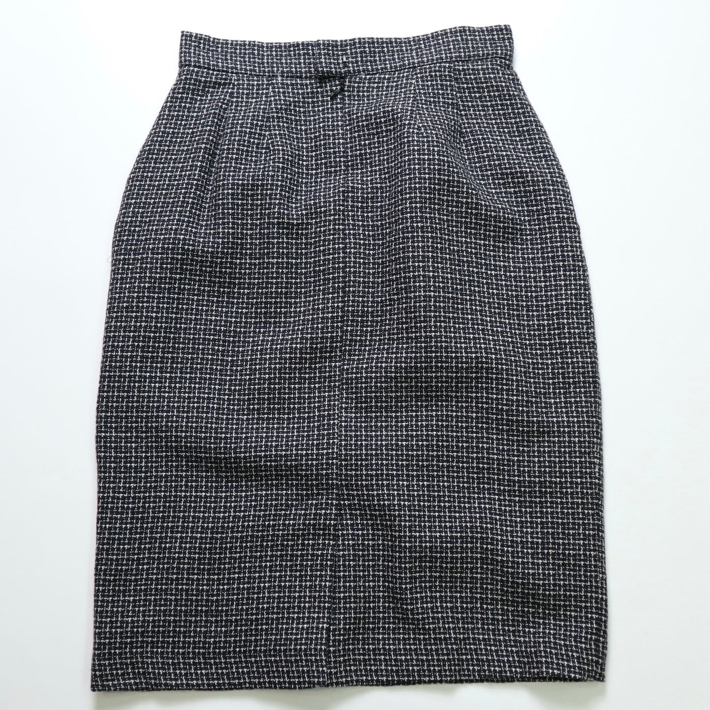 美國製 1980s 黑白圖騰羊毛裙 古著半身裙 - 富士鳥古著