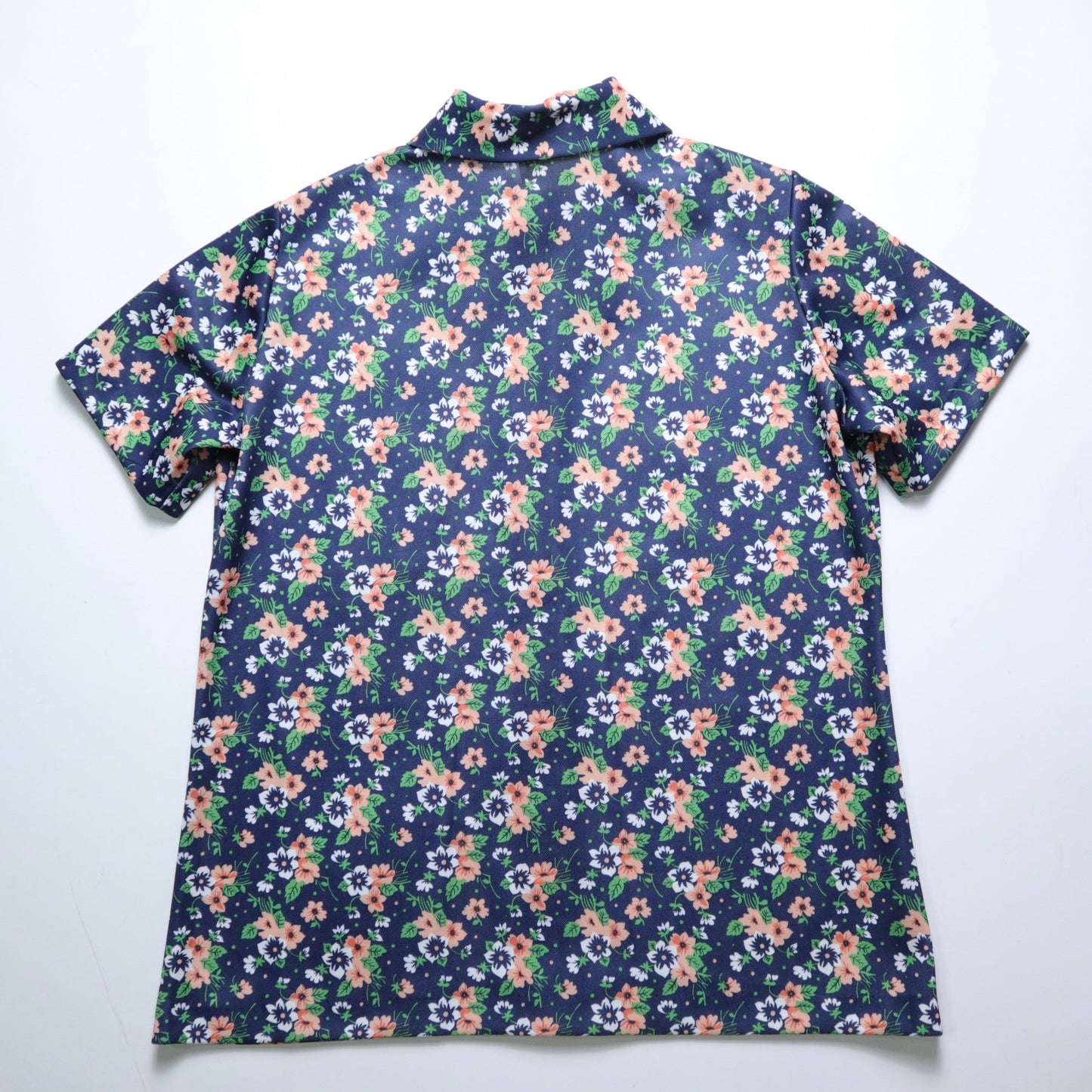 1980s 美國製 藍底印花箭領襯衫 聚酯纖維面料 - 富士鳥古著