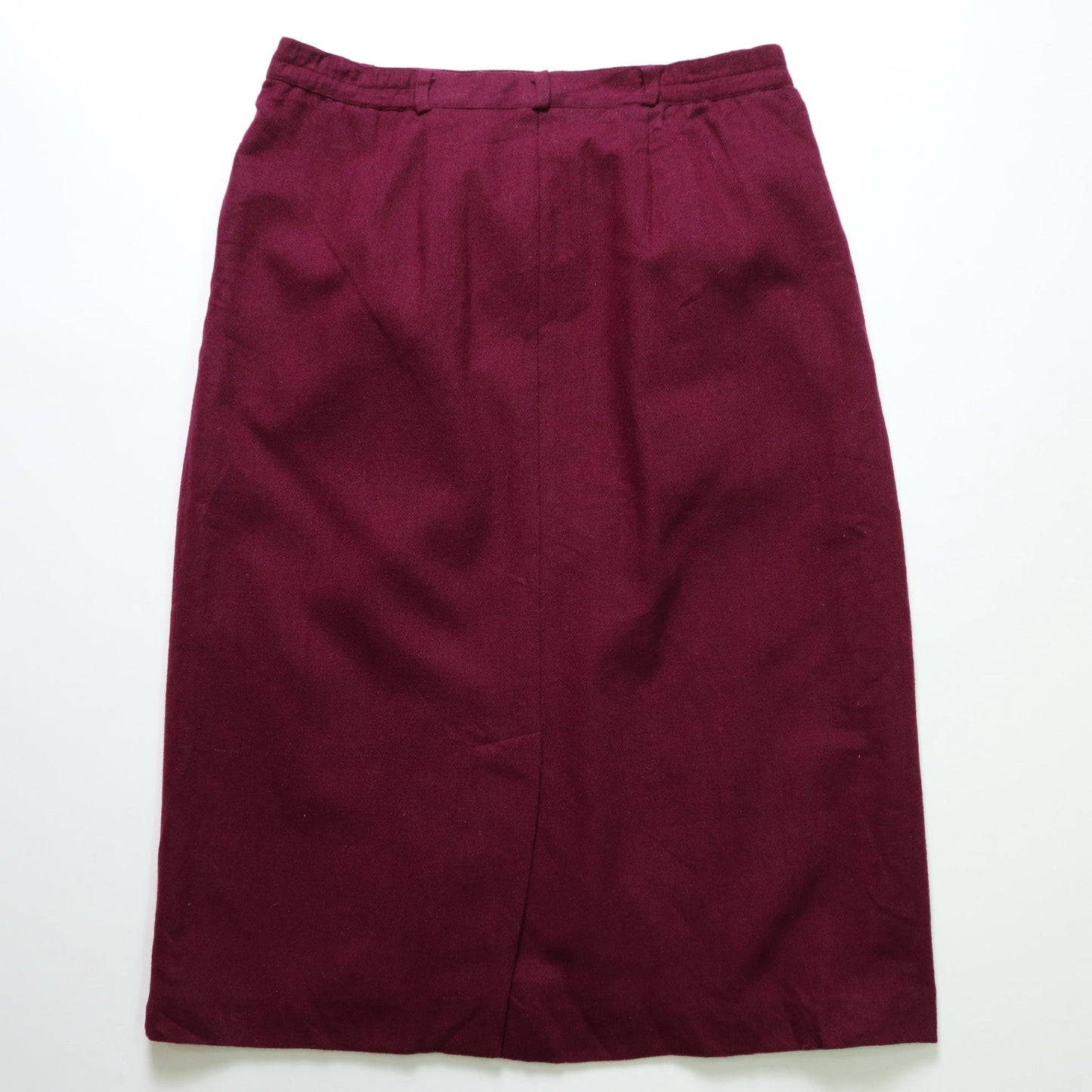 1980s 酒紅色羊毛半身裙 古著毛呢裙 - 富士鳥古著