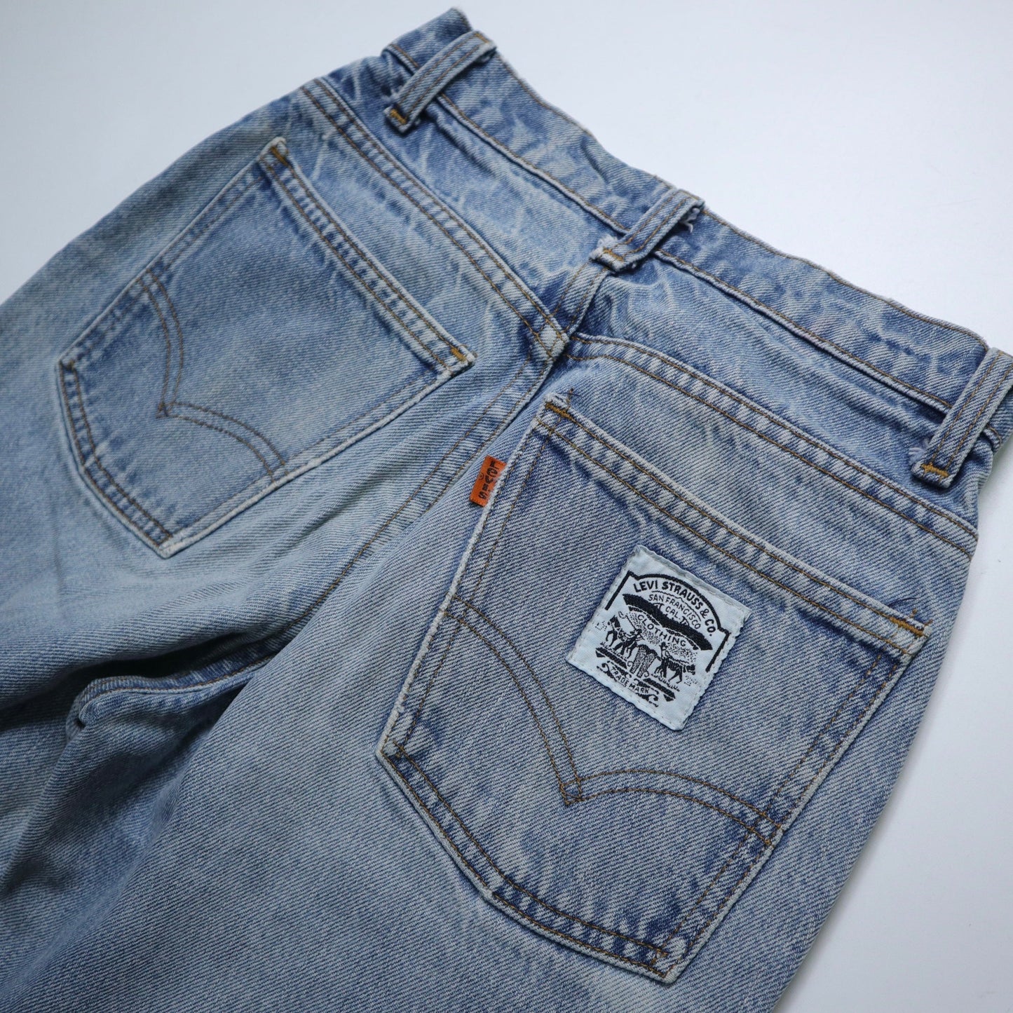 (24 - 25W) 70s Levi’s 美國製 橘標 手繪圖騰喇叭褲 Talon42拉鍊 - 富士鳥古著