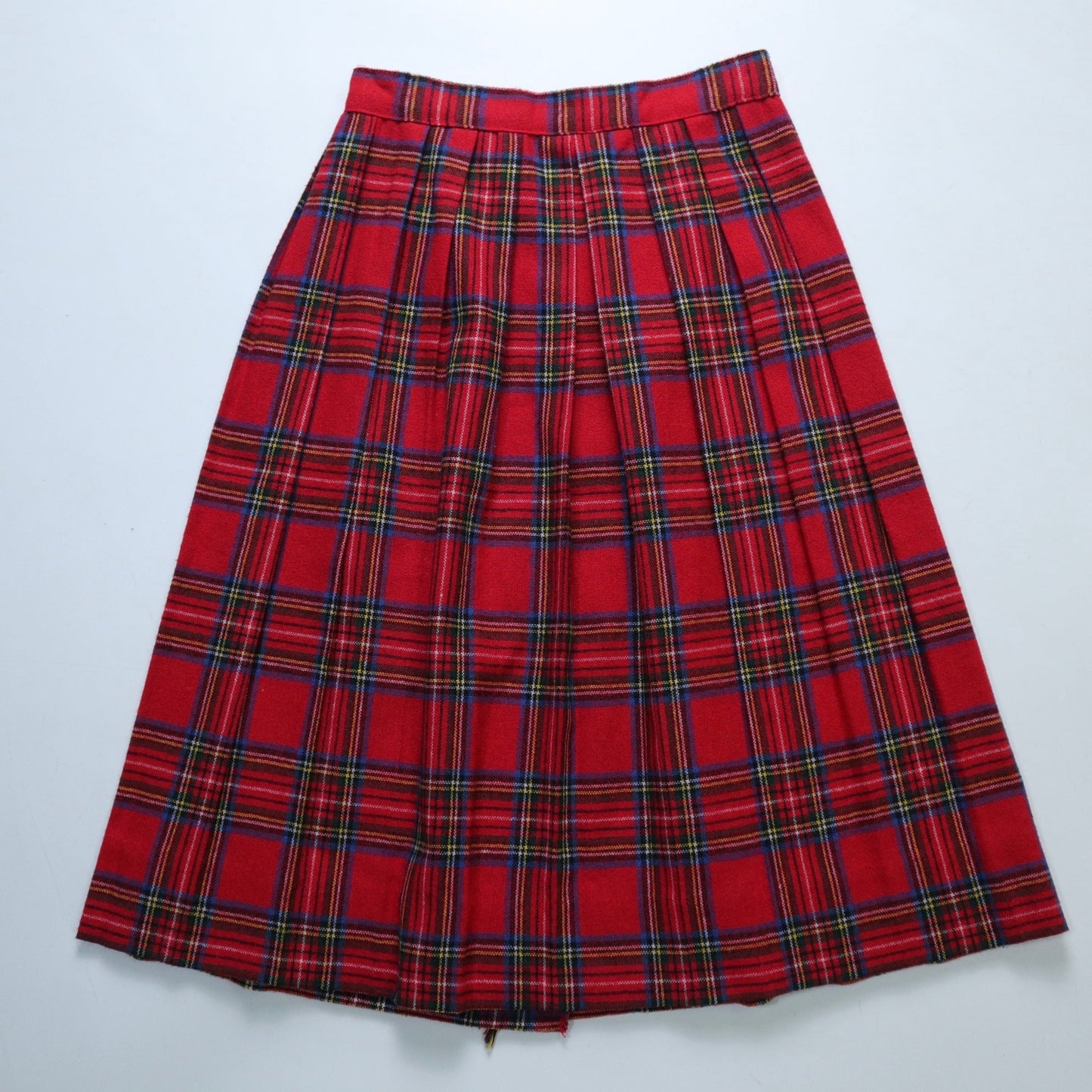 (25 - 26W)80's 紅色格紋毛呢半身裙 - 富士鳥古著