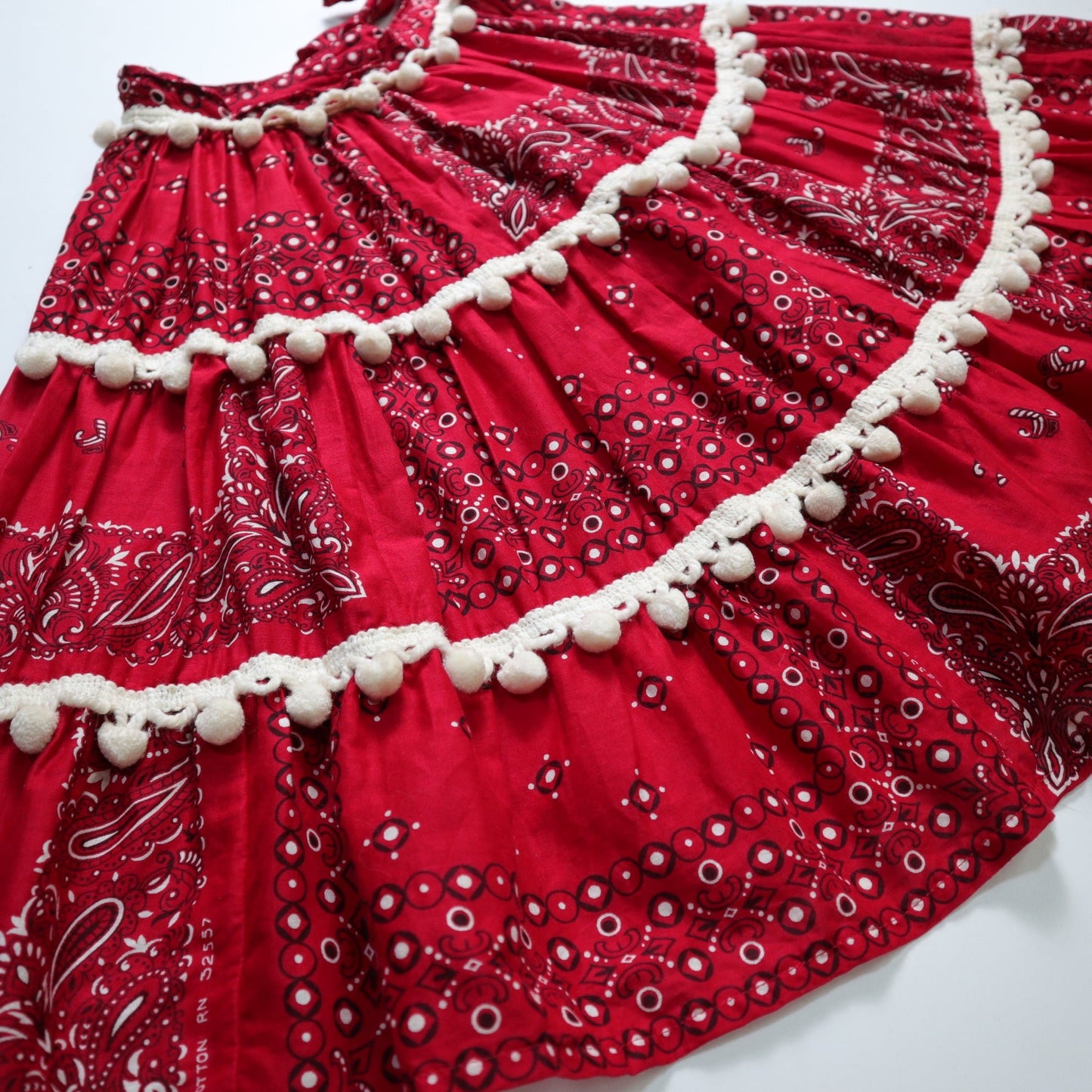 (25W)手工製 - 變形蟲拼布立體毛球半身裙 - 富士鳥古著