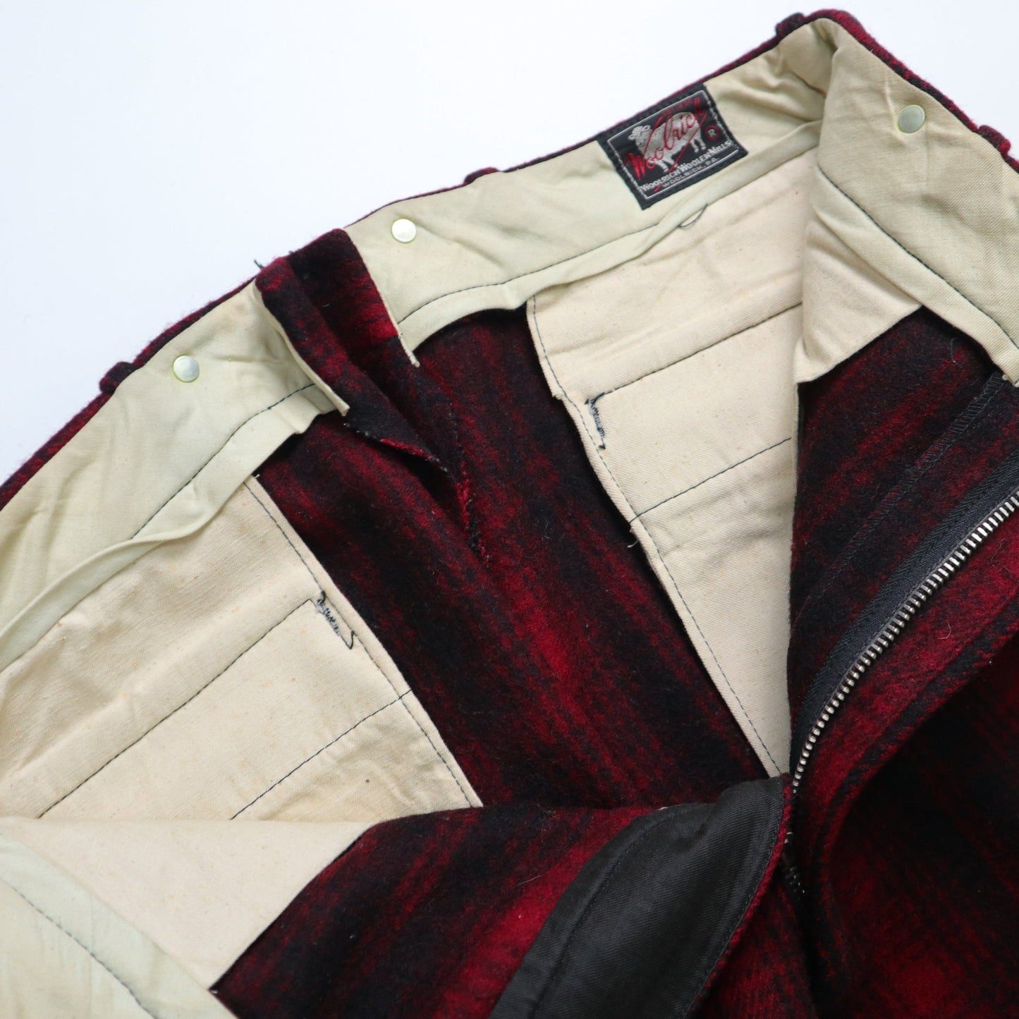 (34W)1950s Woolrich 美國製 羊毛紅格紋狩獵褲 Talon zipper - 富士鳥古著