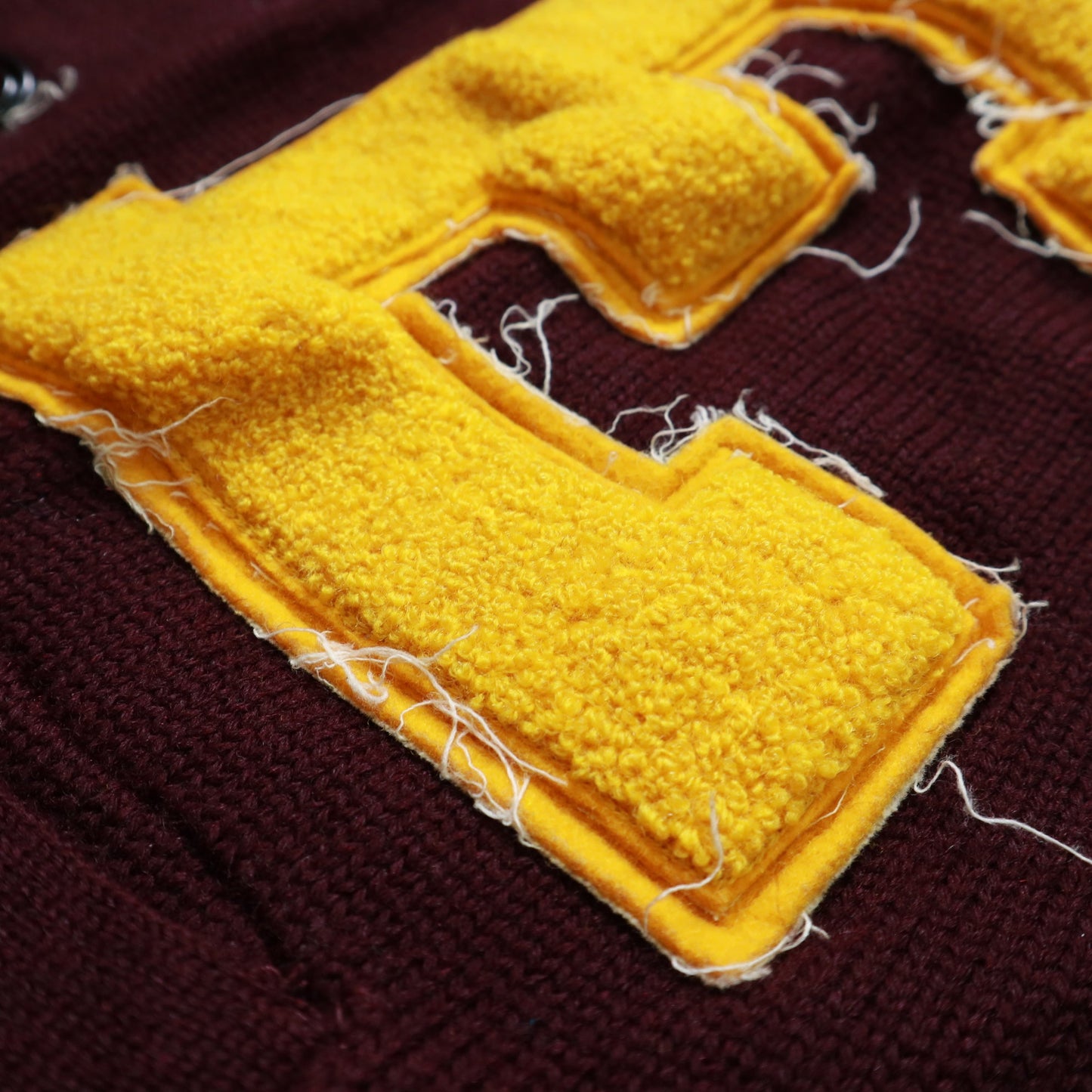 50 - 60s Wool Letterman Sweater "E”Patch Cardigan - 富士鳥古著