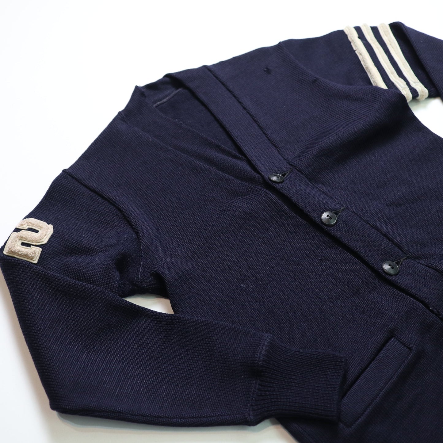 50s Letterman Sweater 海軍藍校園針織外套 Wool Cardigan - 富士鳥古著