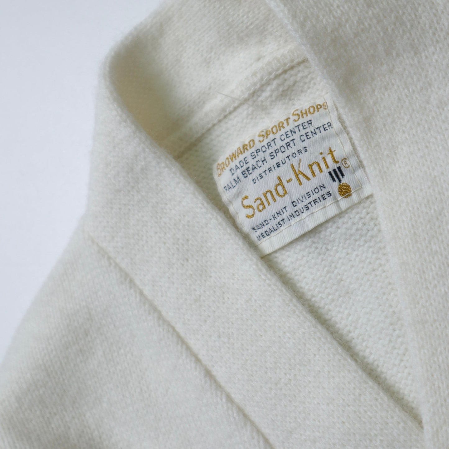 60s 70s Sand Knit 白色美式足球校園針織衫 Letterman Sweater - 富士鳥古著