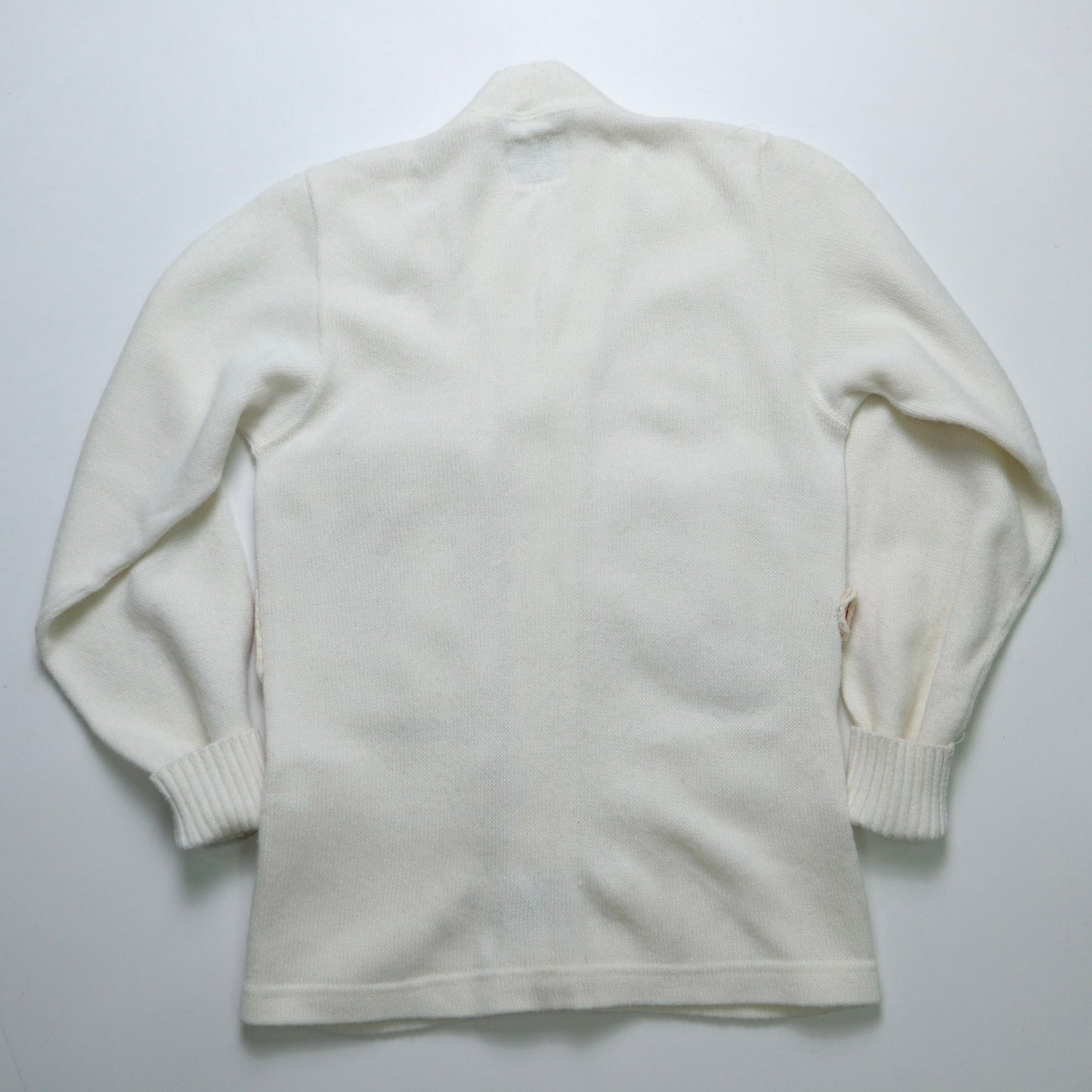 60s 70s Sand Knit 白色美式足球校園針織衫 Letterman Sweater - 富士鳥古著
