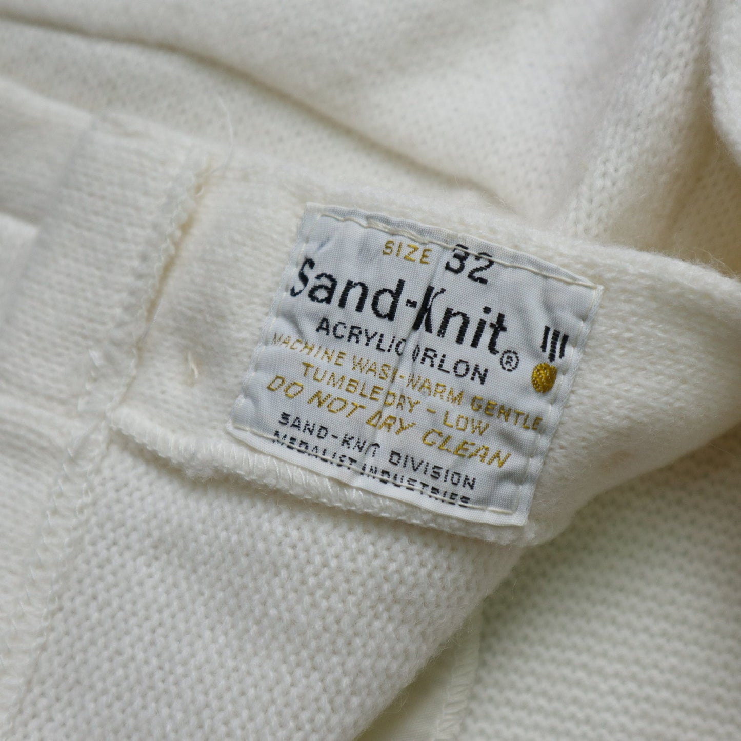 60s 70s Sand Knit 白色美式足球校園針織衫 Letterman Sweater - 富士鳥古著