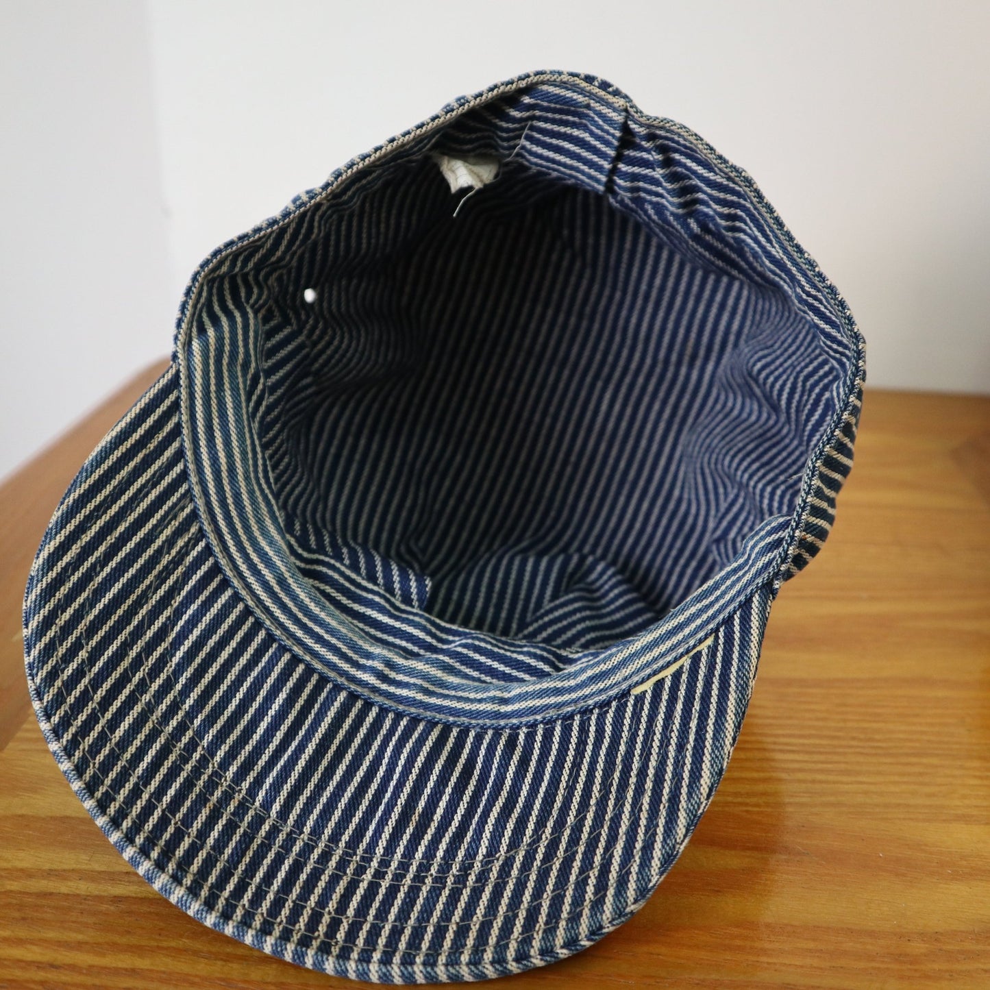 60s Big Smith 藍白條紋鐵路工程師帽 Hickory Stripe - 富士鳥古著