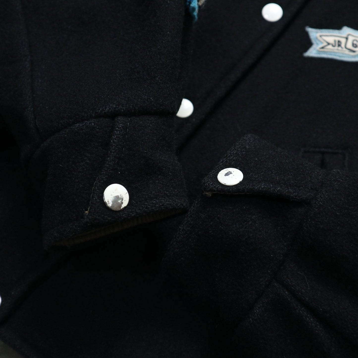 60s Harv - al Black 黑底布章校園羊毛外套 - 富士鳥古著