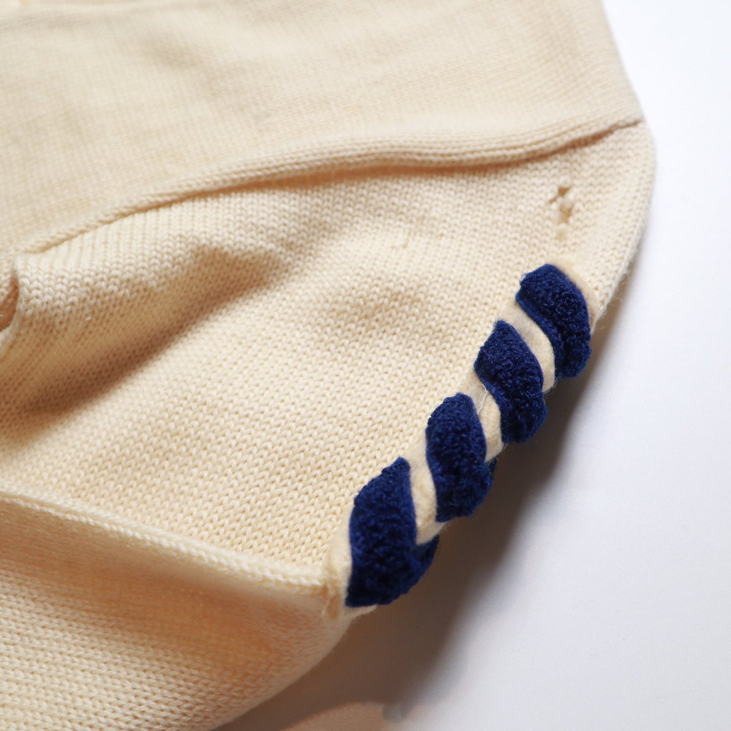 60's Letterman Sweater 米色羊毛針針織衫 Cardigan 校園針織衫 - 富士鳥古著
