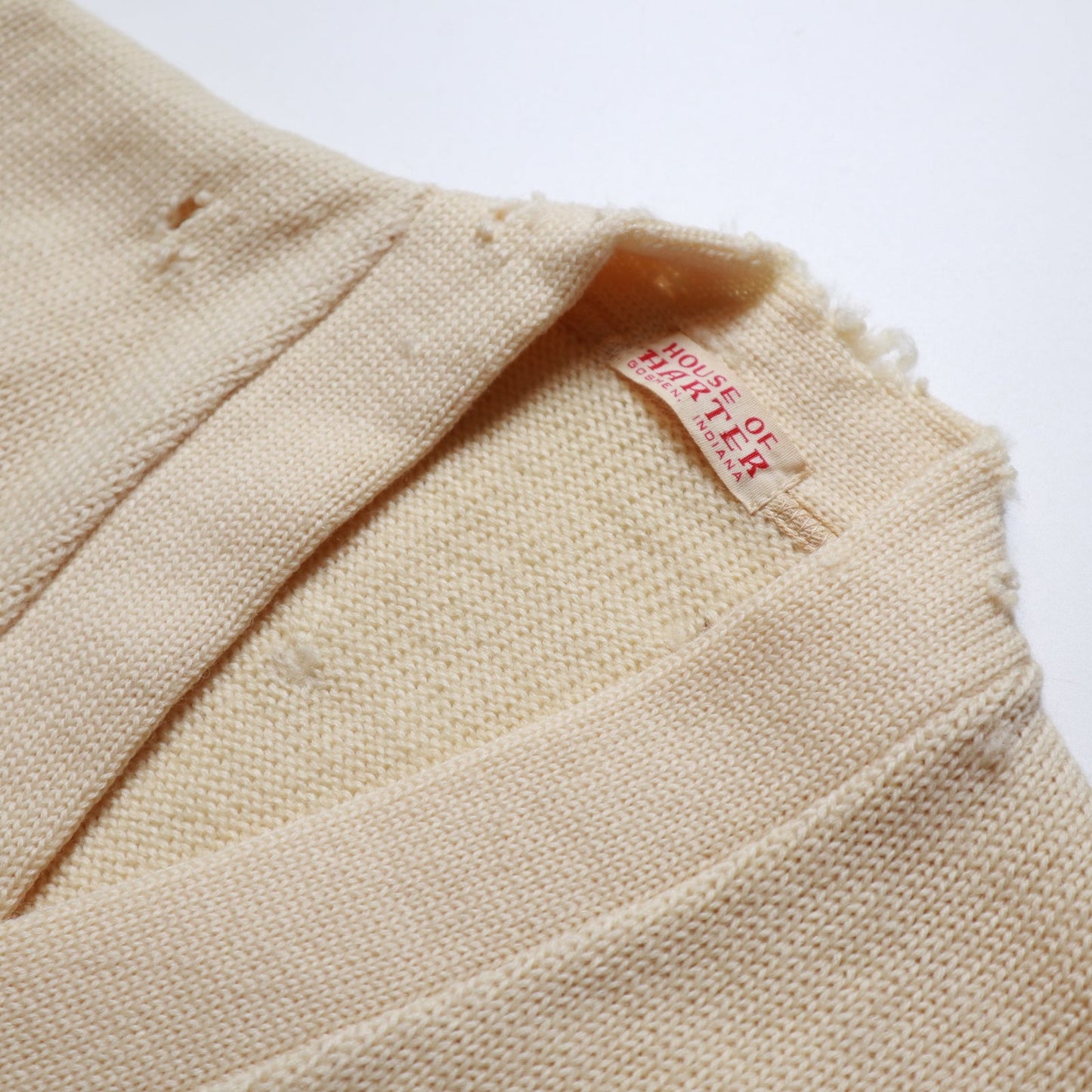 60's Letterman Sweater 米色羊毛針針織衫 Cardigan 校園針織衫 - 富士鳥古著