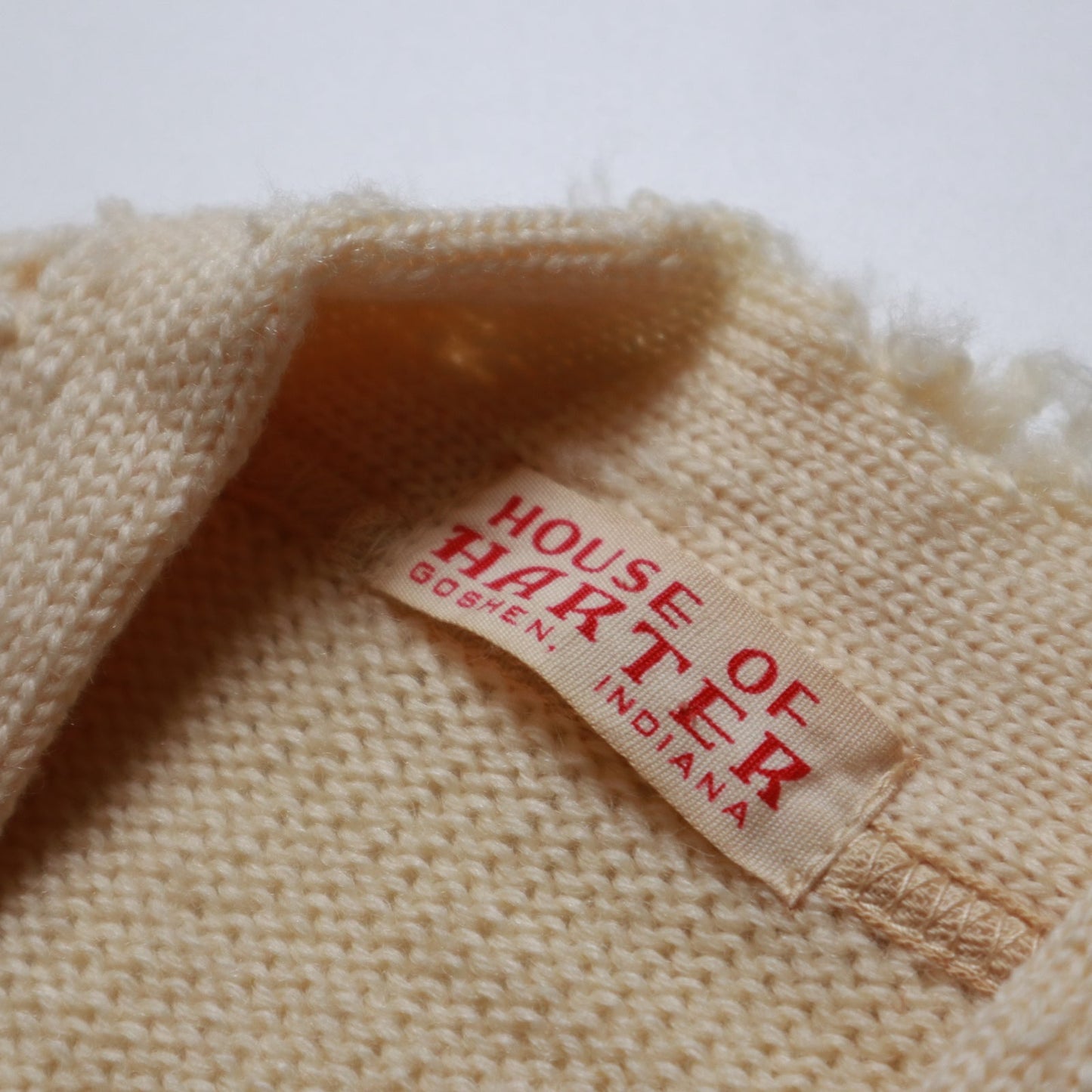 60's Letterman Sweater 米色羊毛針針織衫 Cardigan 校園針織衫 - 富士鳥古著