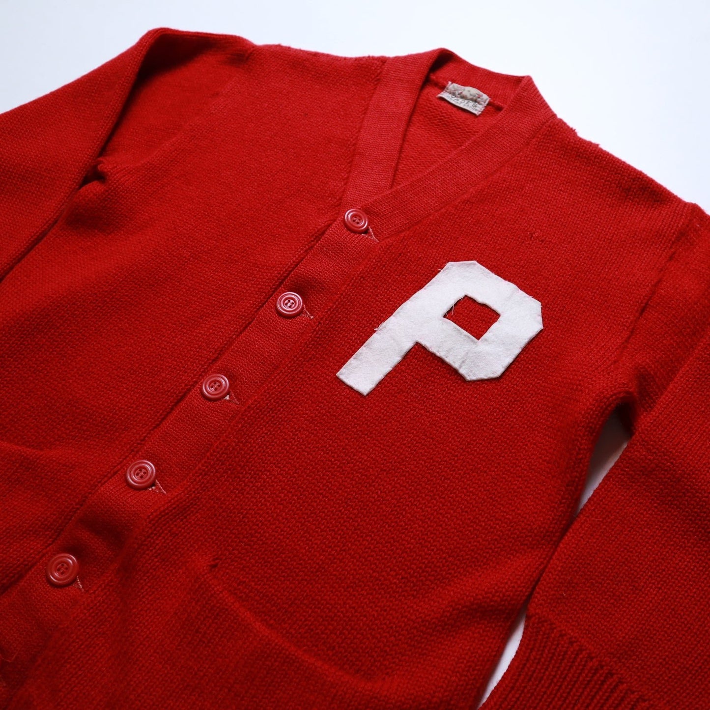 60's Letterman Sweater 紅色針織外套 cardigan - 富士鳥古著