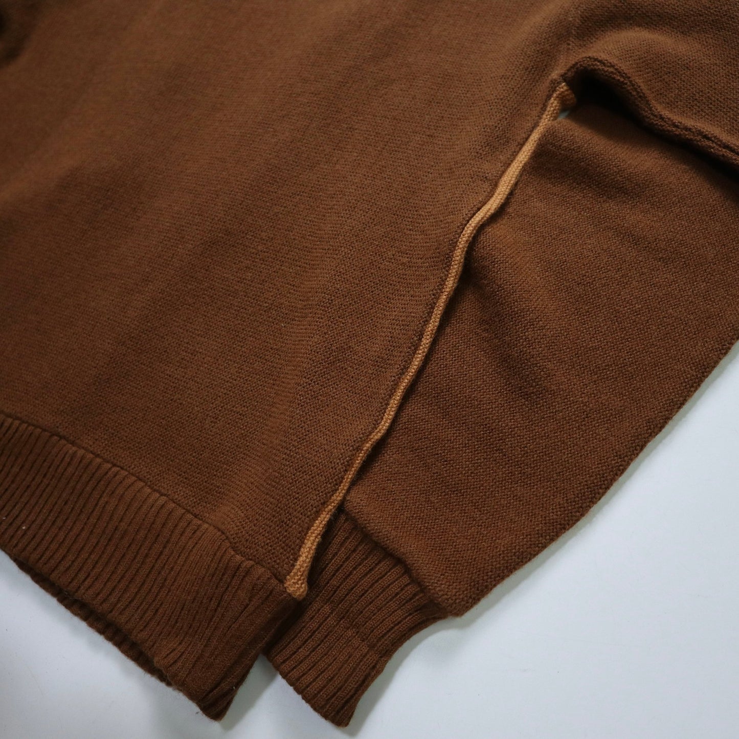 60s Sarby 咖啡色拼色麻花針織衫 針織毛衣 - 富士鳥古著