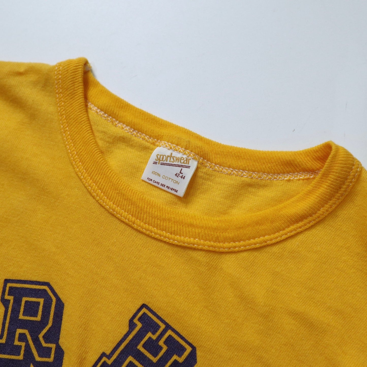 70 - 80s 美國製 Sportswear 棒球訓練營黃色膠印tee - 富士鳥古著