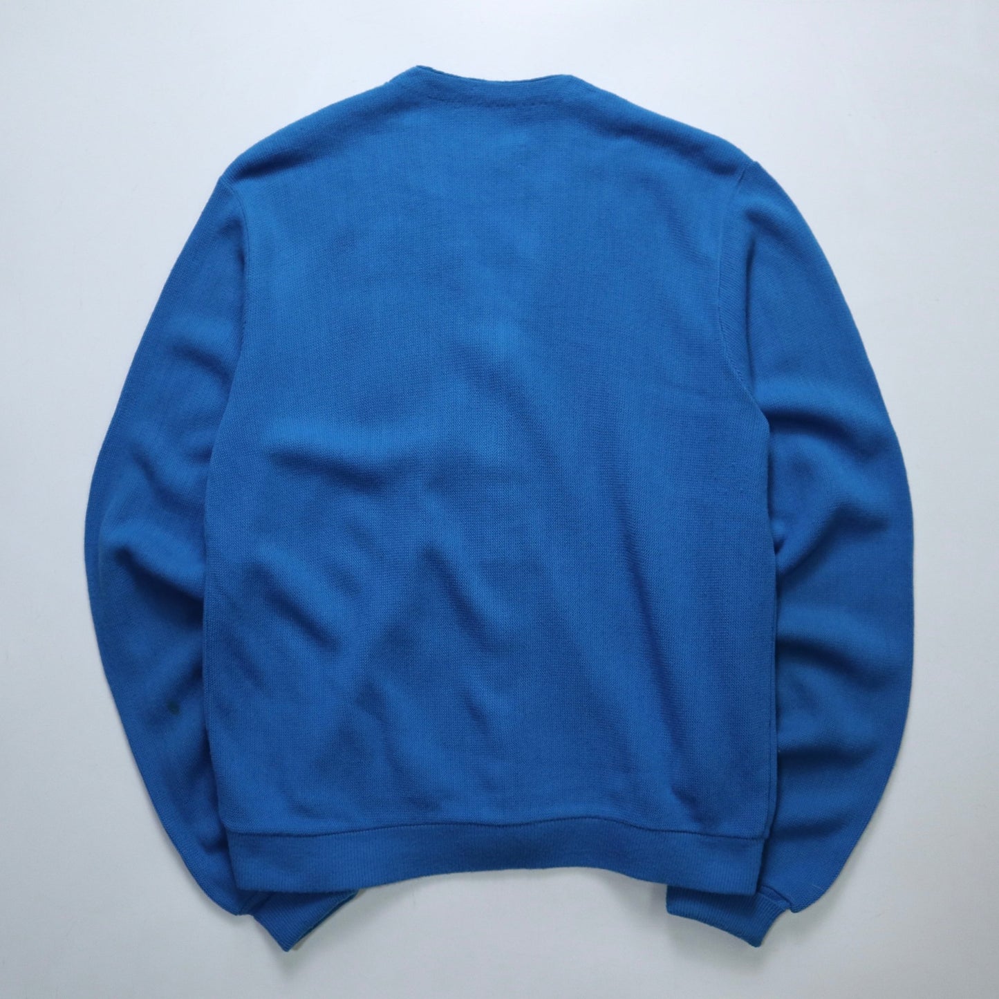 70s 寶藍色條紋開襟針織衫 針織外套 - 富士鳥古著