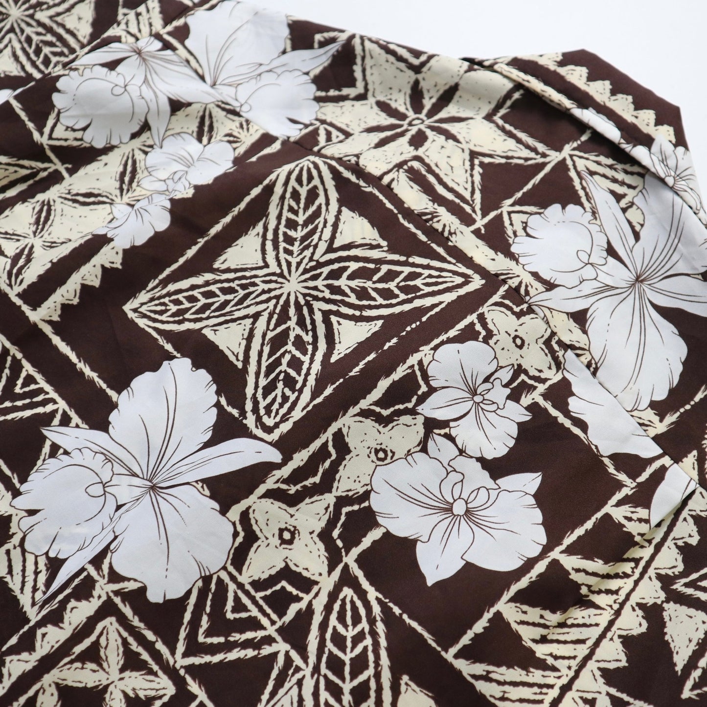 70s 夏威夷製 咖啡色扶桑花夏威夷襯衫 - 富士鳥古著