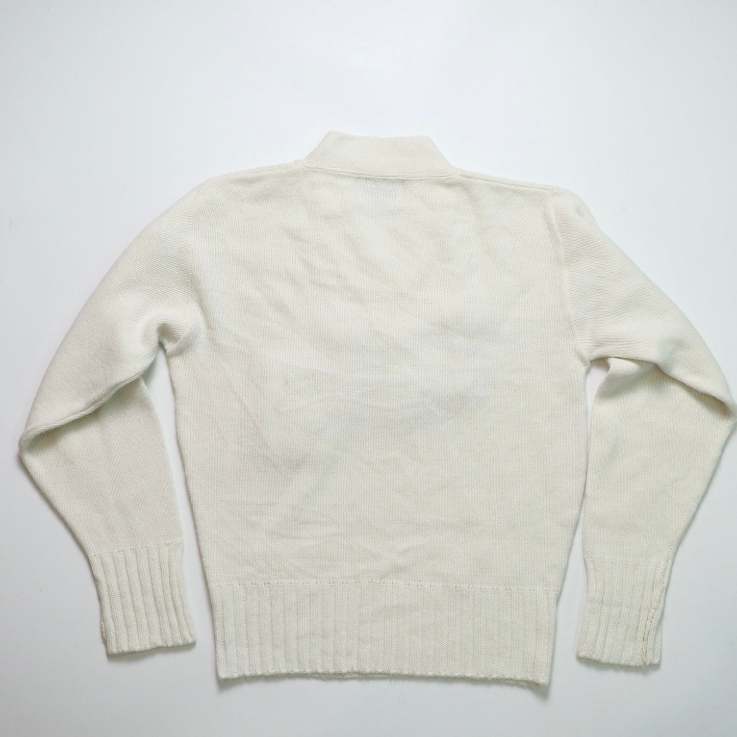70's AMF 白色V領校園針織衫 Letterman Sweater 套頭針織毛衣 - 富士鳥古著