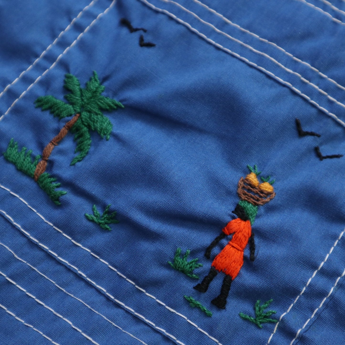 70s Caribbean Souvenir 加勒比海手工刺繡紀念襯衫 - 富士鳥古著