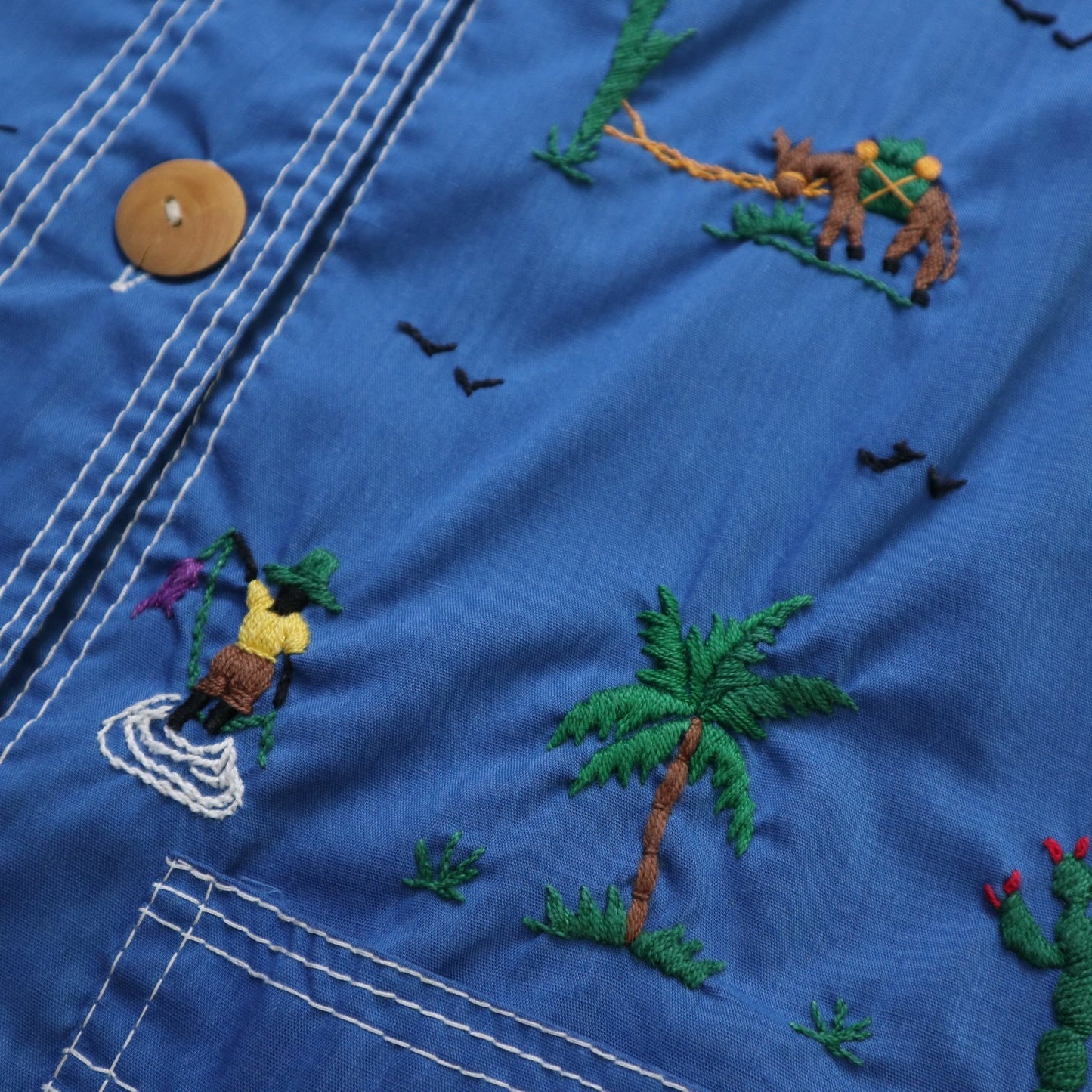 70s Caribbean Souvenir 加勒比海手工刺繡紀念襯衫 - 富士鳥古著