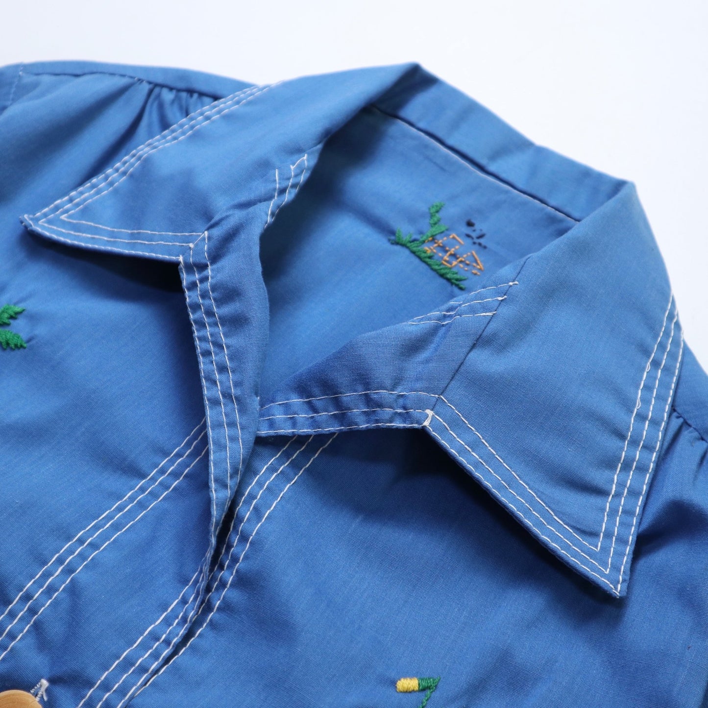 70s Caribbean Souvenir 加勒比海手工刺繡紀念襯衫 - 富士鳥古著