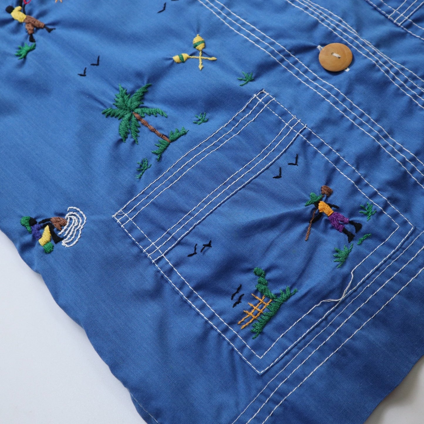 70s Caribbean Souvenir 加勒比海手工刺繡紀念襯衫 - 富士鳥古著