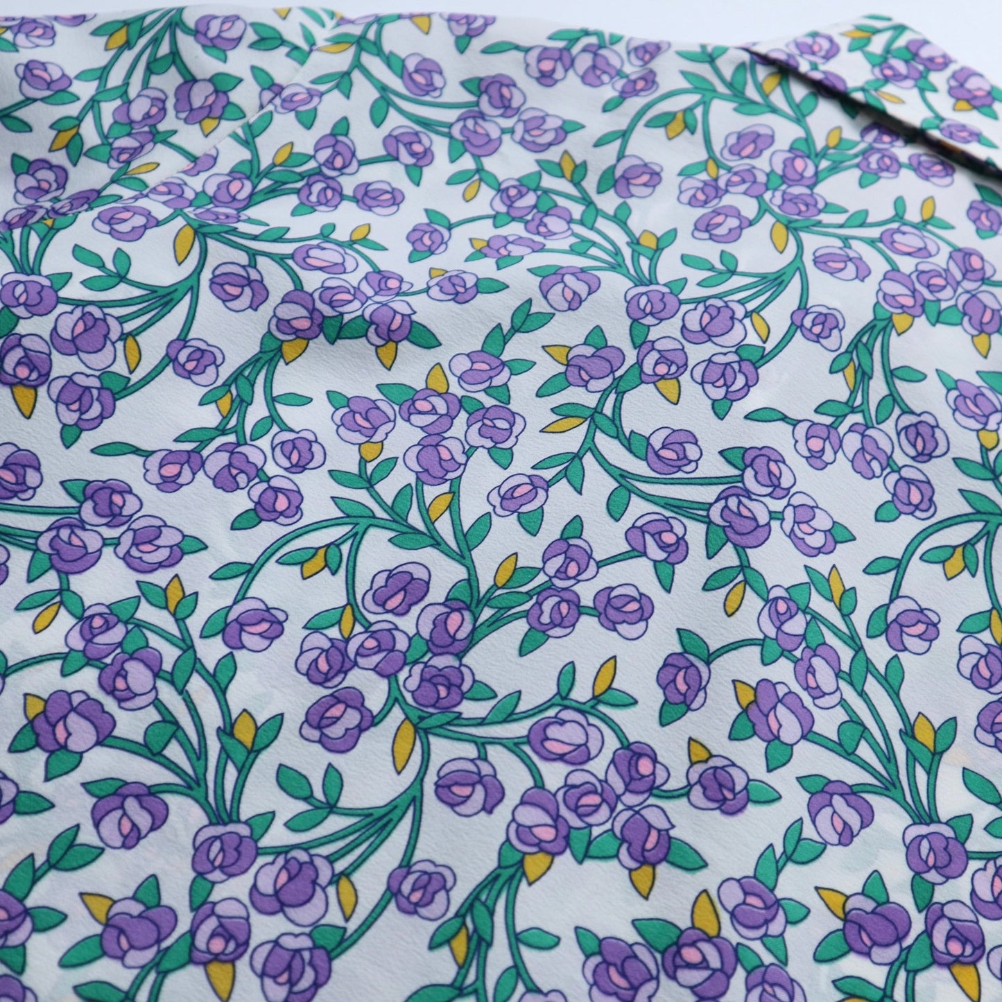 70s Catalina 紫色印花尖領女生襯衫 - 富士鳥古著