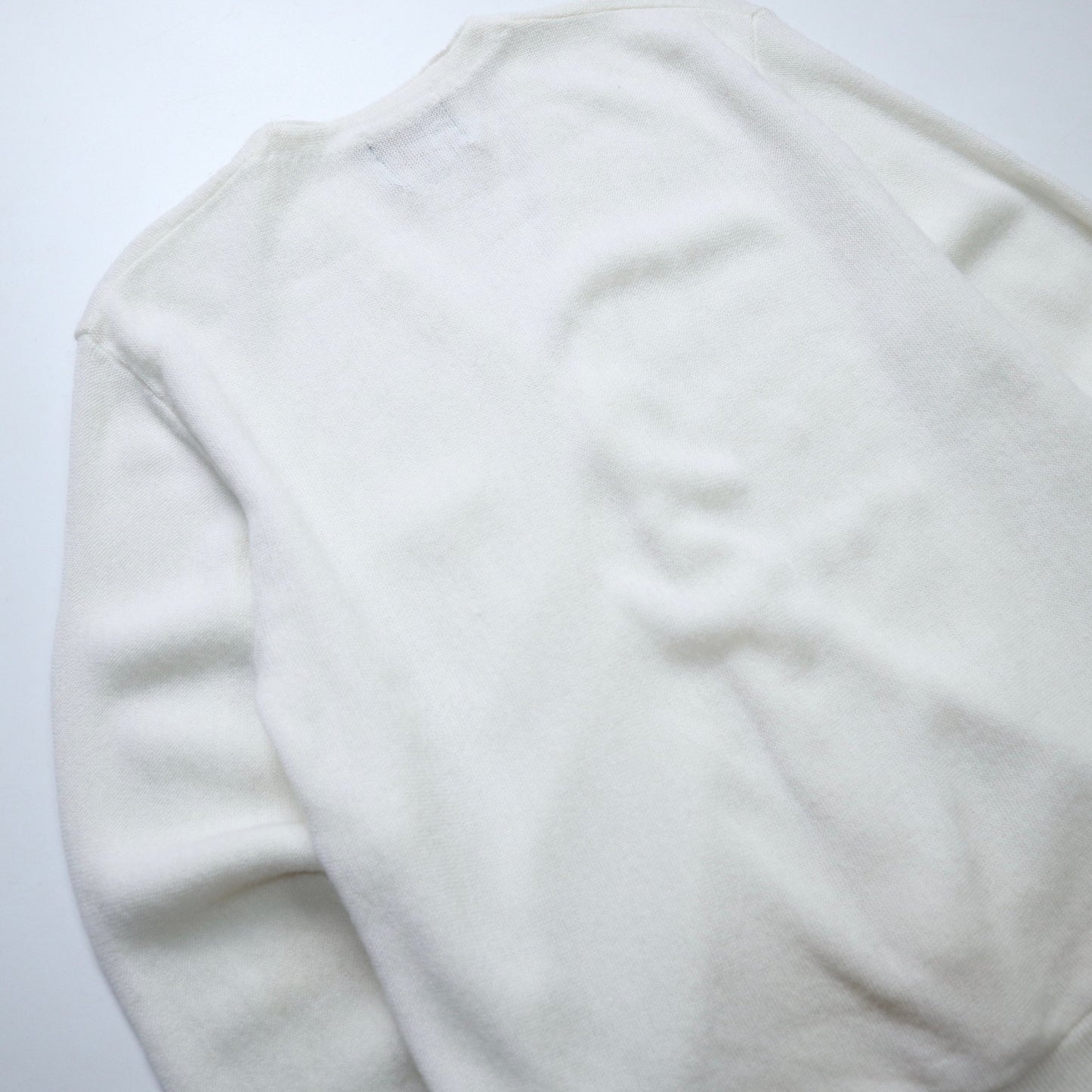 70s Custom Aire 美國製 純白色素面開襟針織衫 針織外套 - 富士鳥古著