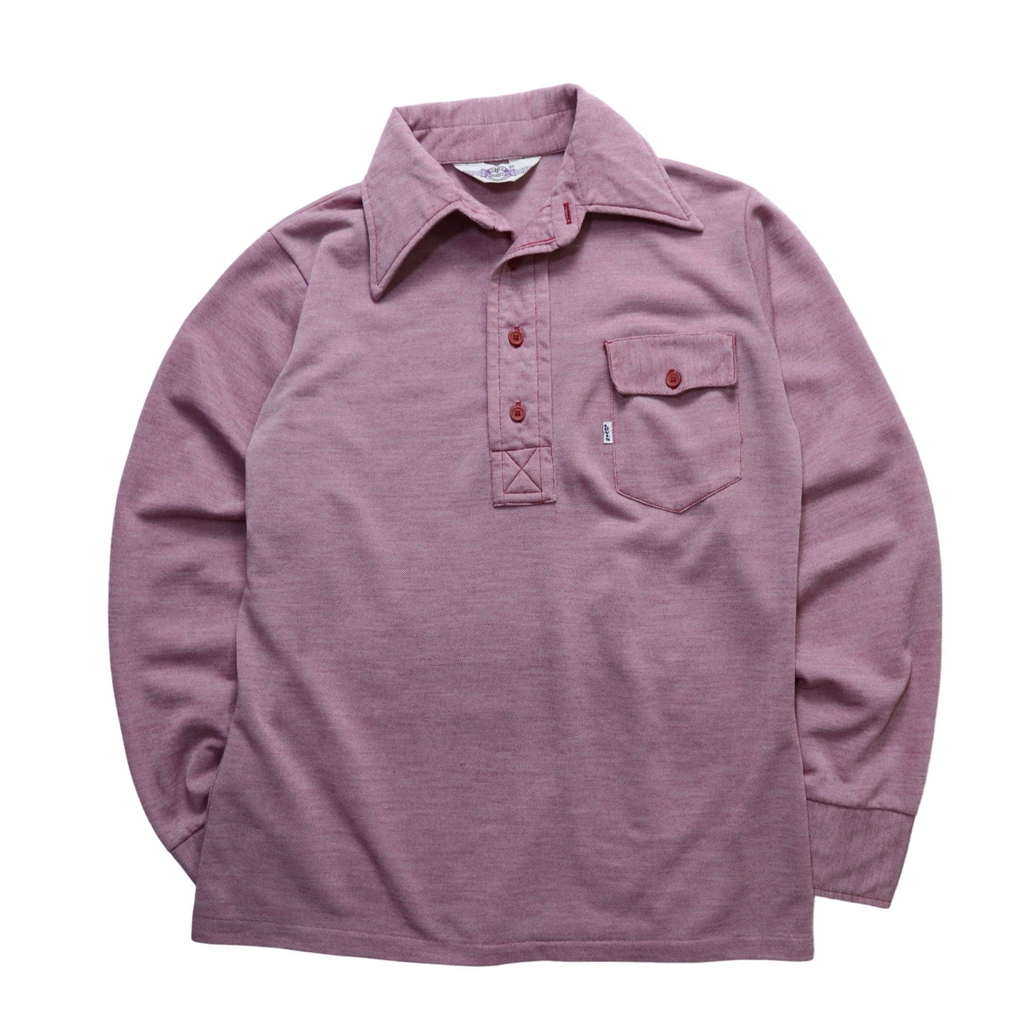 70s Levis Panatela Sportswear 粉色尖領休閒Polo衫 - 富士鳥古著
