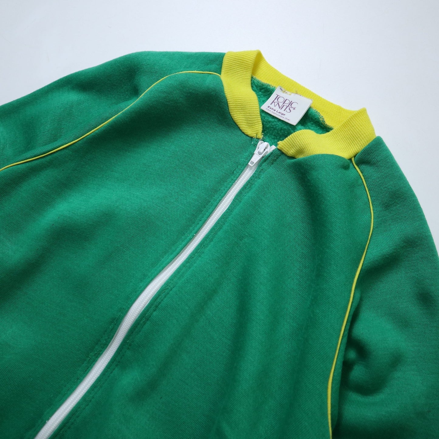 70s Topic Knit 美國製 綠色素面運動外套 - 富士鳥古著