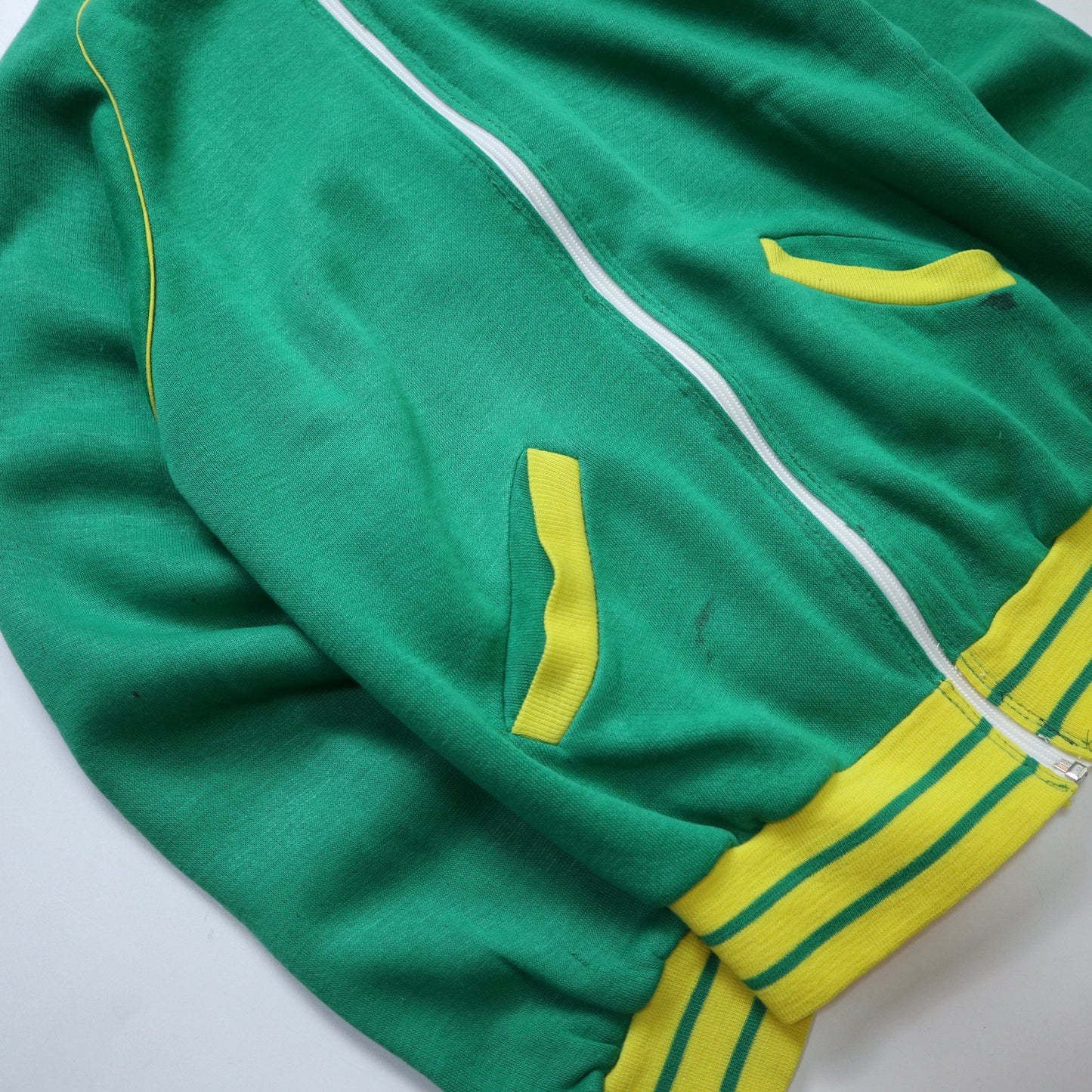 70s Topic Knit 美國製 綠色素面運動外套 - 富士鳥古著