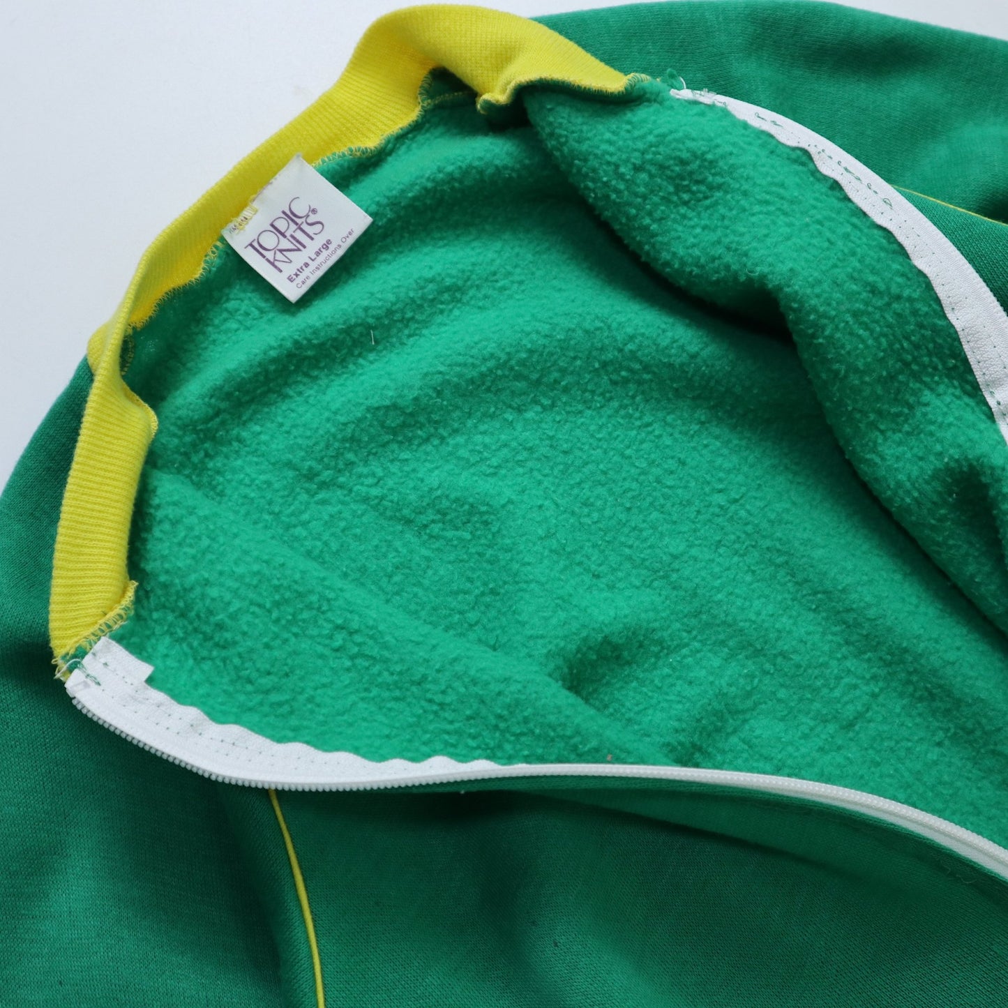 70s Topic Knit 美國製 綠色素面運動外套 - 富士鳥古著