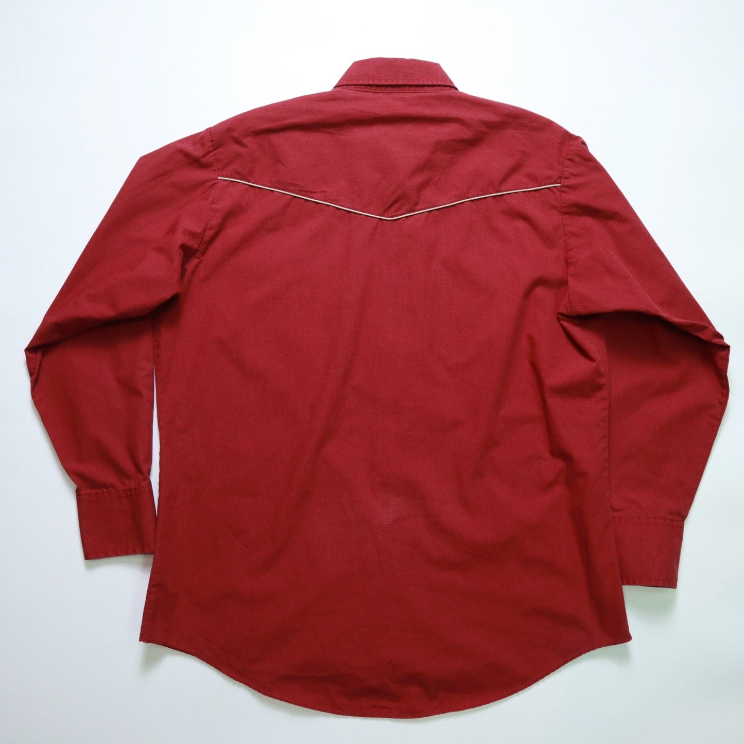 80 - 90s ELY Cattleman Western Shirt紅色素面西部襯衫 Ranchwear - 富士鳥古著