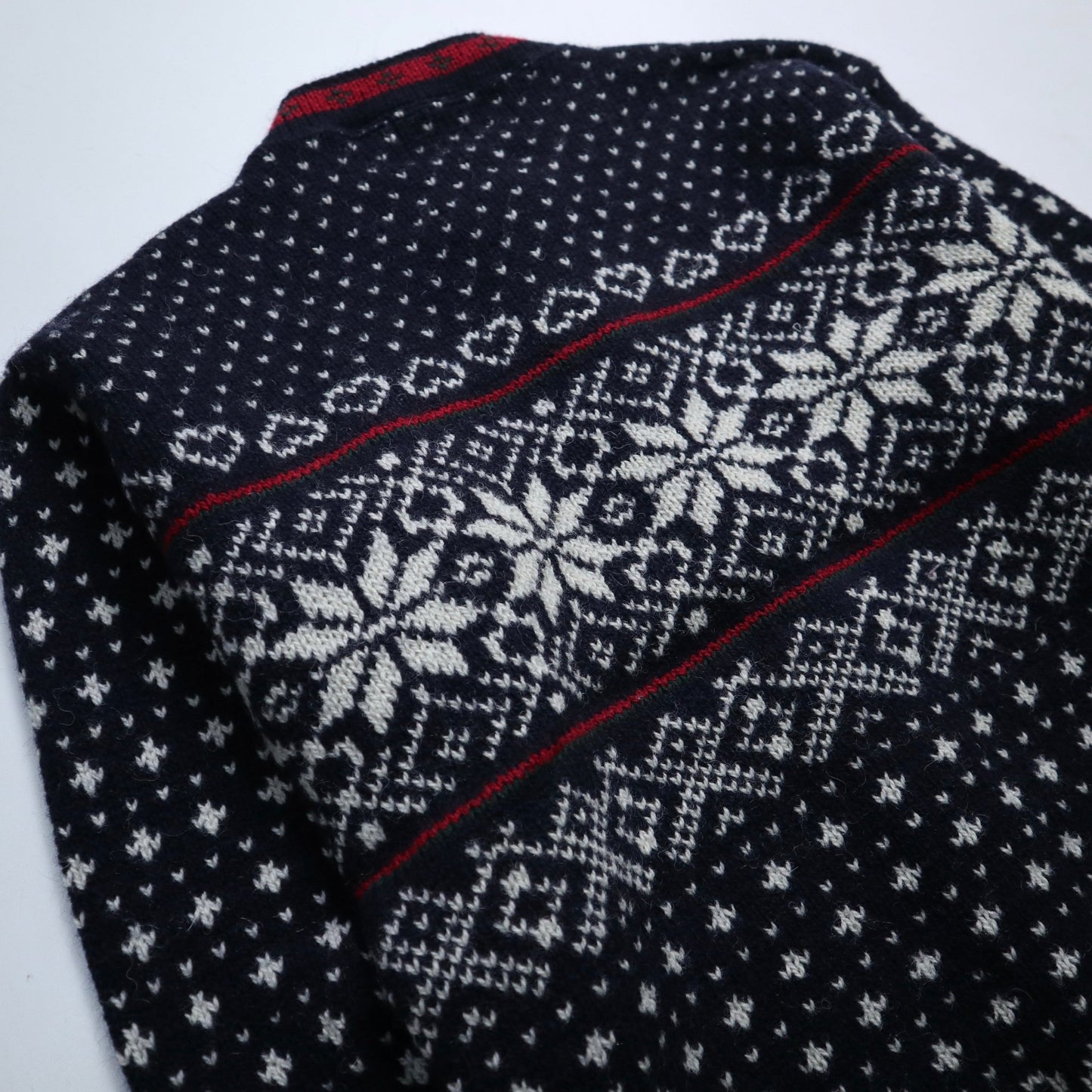 80 - 90s L.L.Bean 美國製 雪花圖騰 挪威羊毛開襟針織衫 - 富士鳥古著