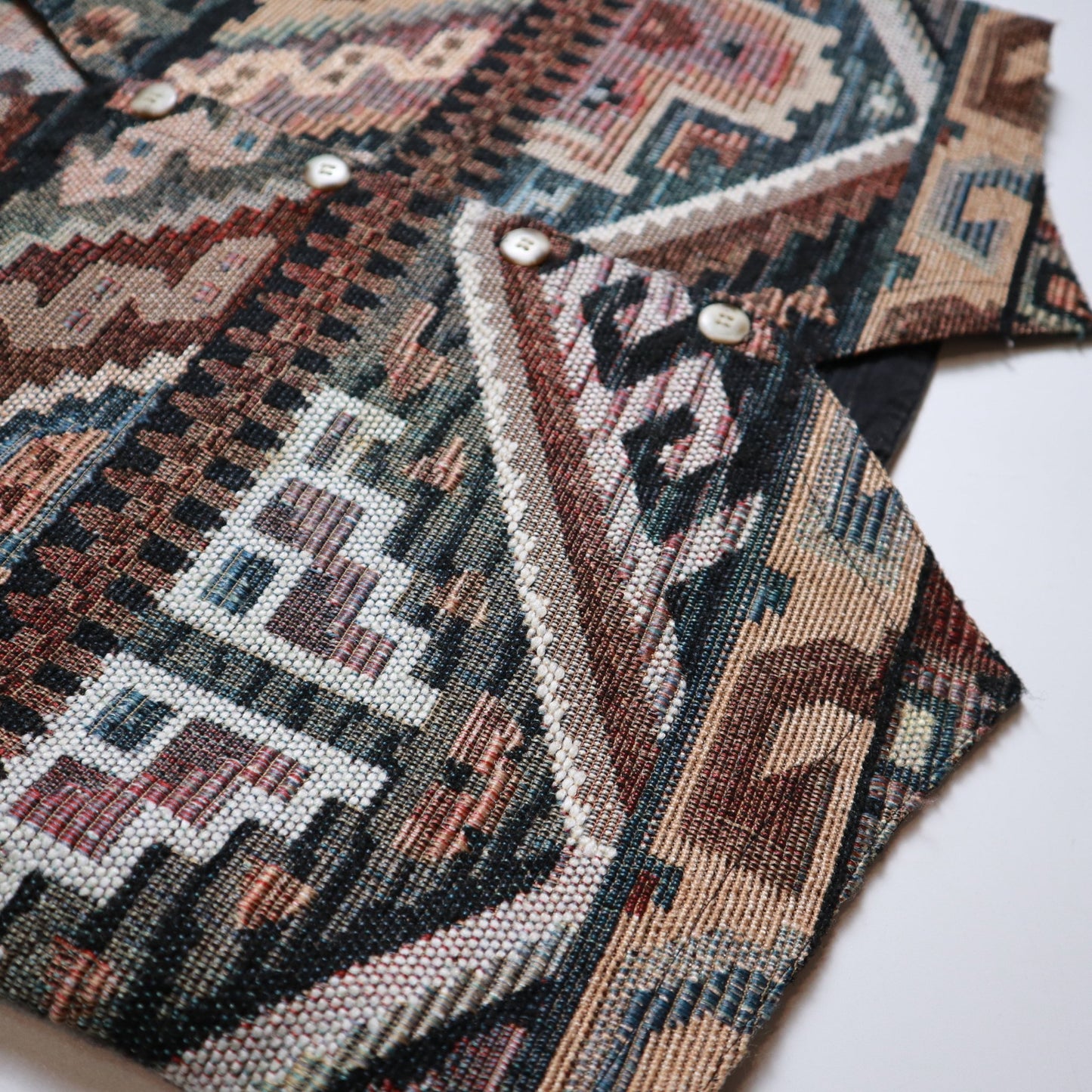 80 - 90s 美國製 On The Verge 幾何圖騰花毯背心 - 富士鳥古著