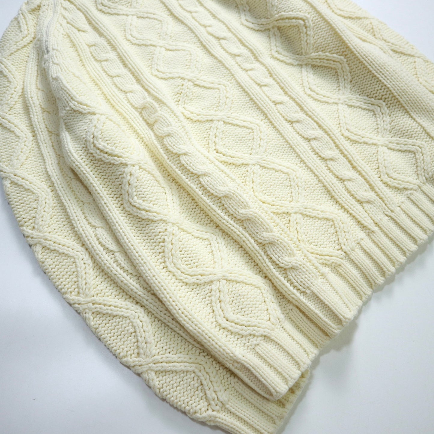 80s 台灣製 米白色圓領針織衫 - 富士鳥古著