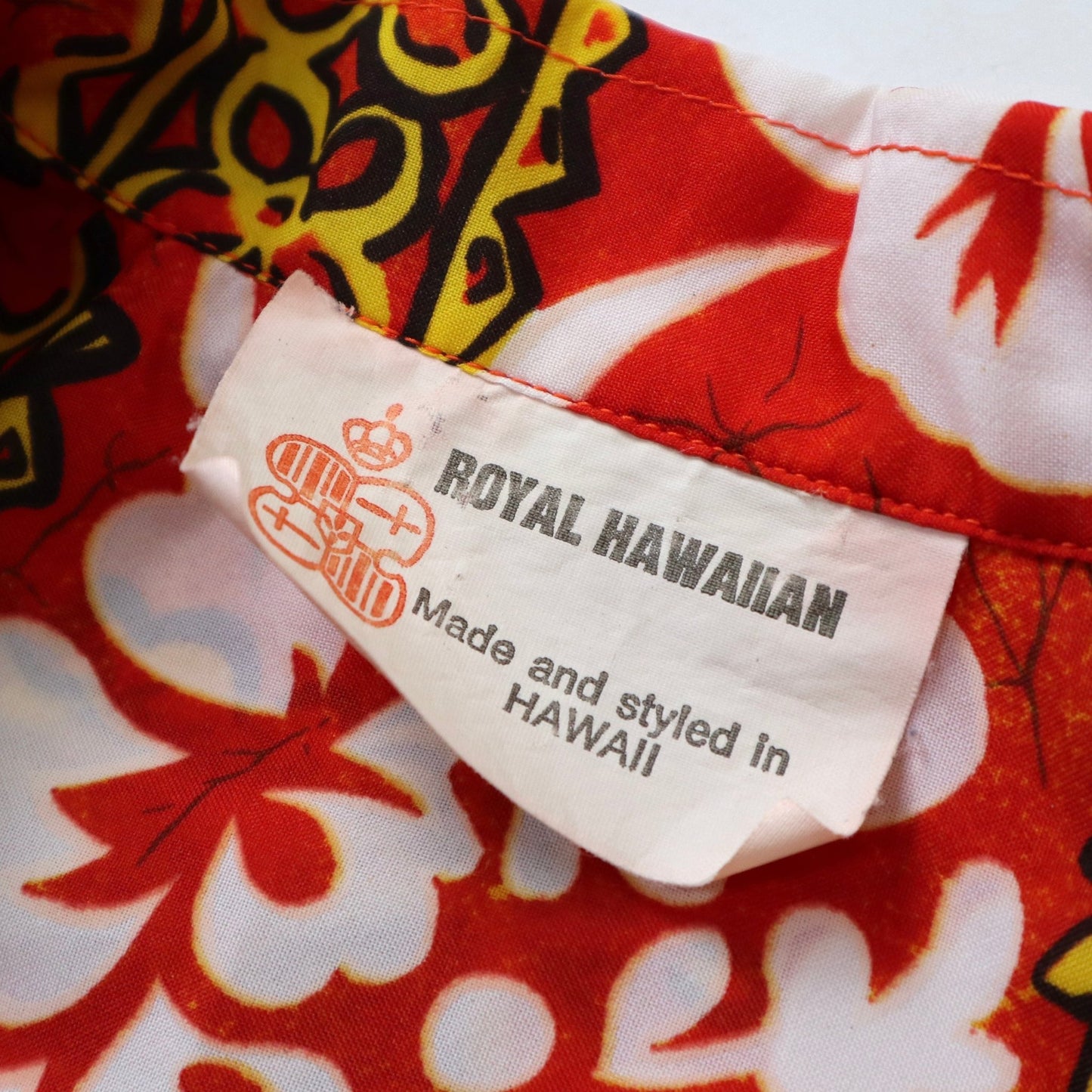 80s Royal Hawaiian 夏威夷製 橘色印花夏威夷襯衫 - 富士鳥古著