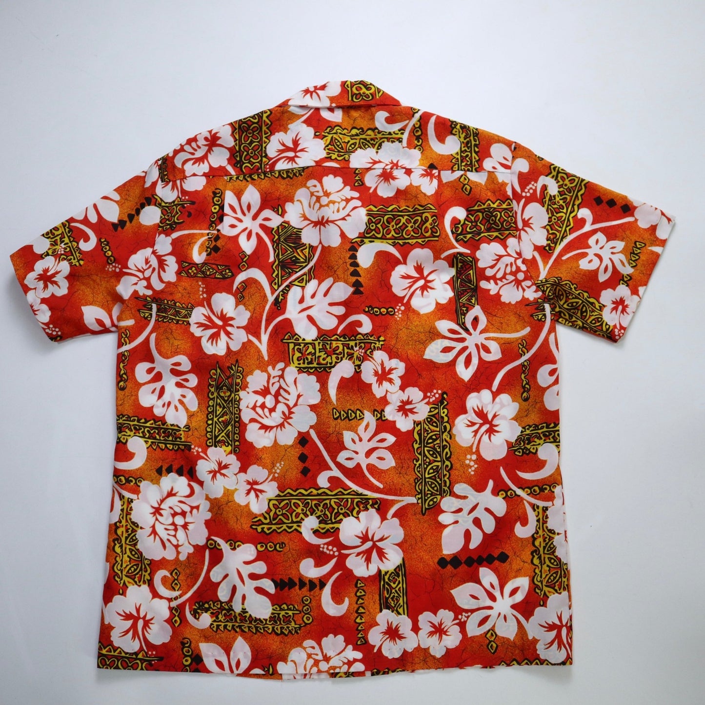80s Royal Hawaiian 夏威夷製 橘色印花夏威夷襯衫 - 富士鳥古著