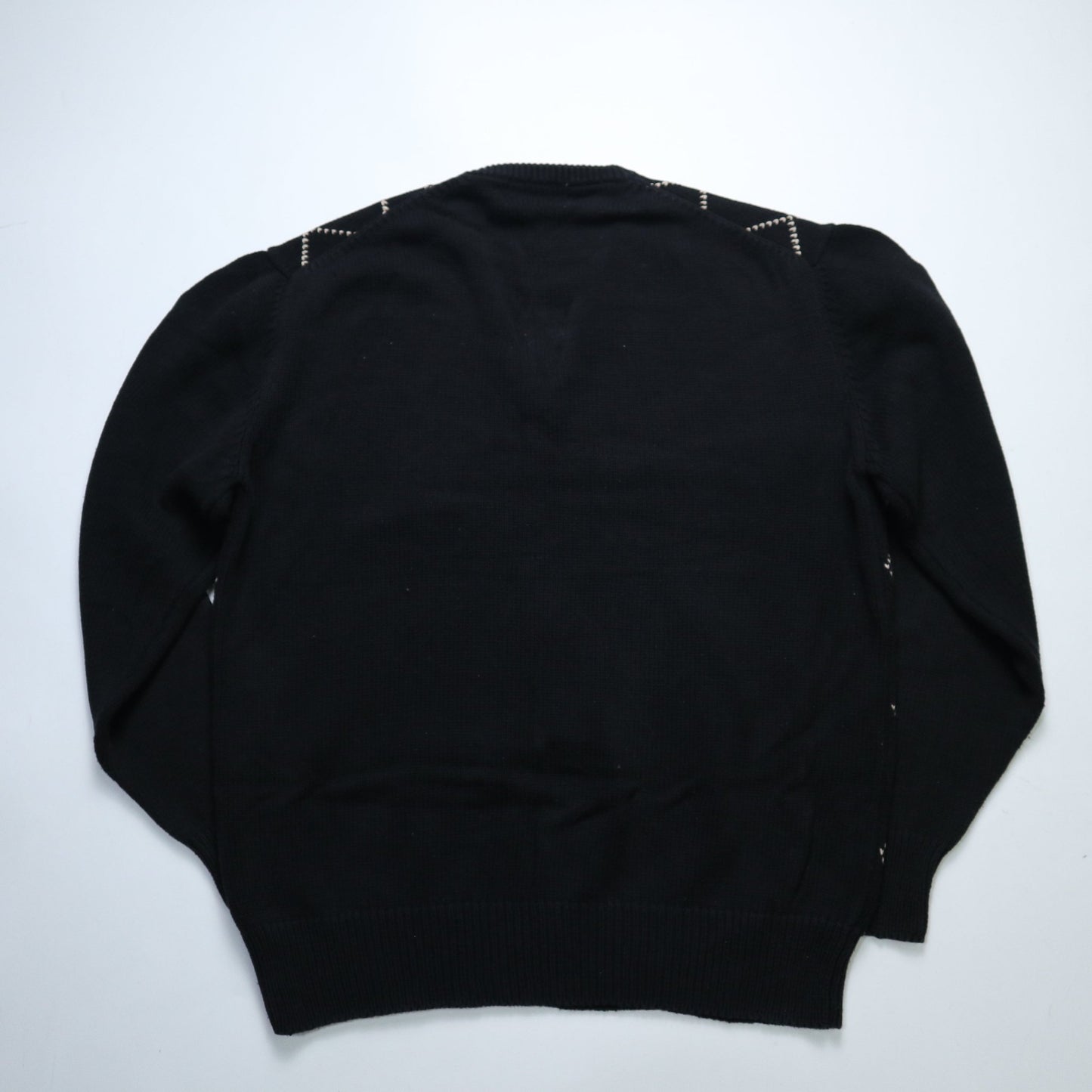 80s 美國製 黑底彩色菱格紋V領毛衣 - 富士鳥古著