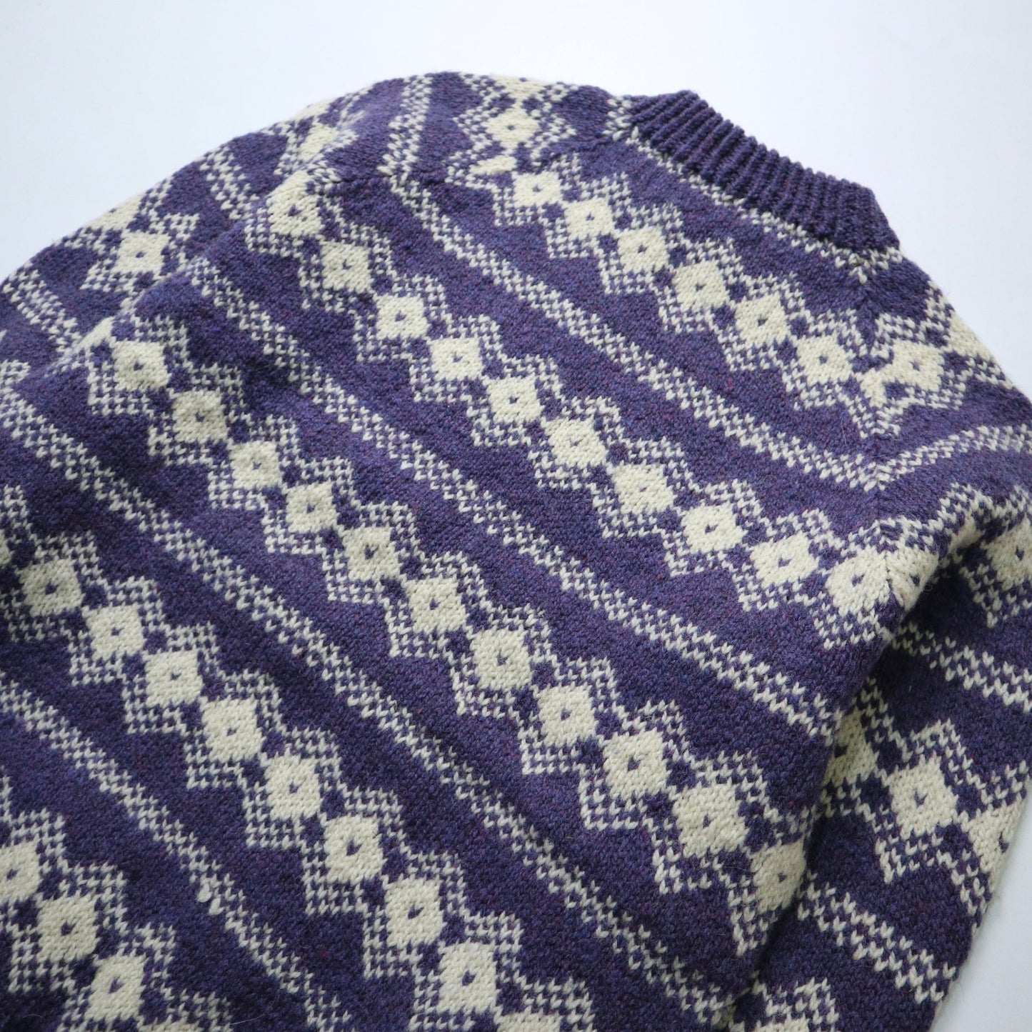 80s 加拿大製 Yarn Point Crafts 手工製·紫色羊毛圖騰毛衣 - 富士鳥古著