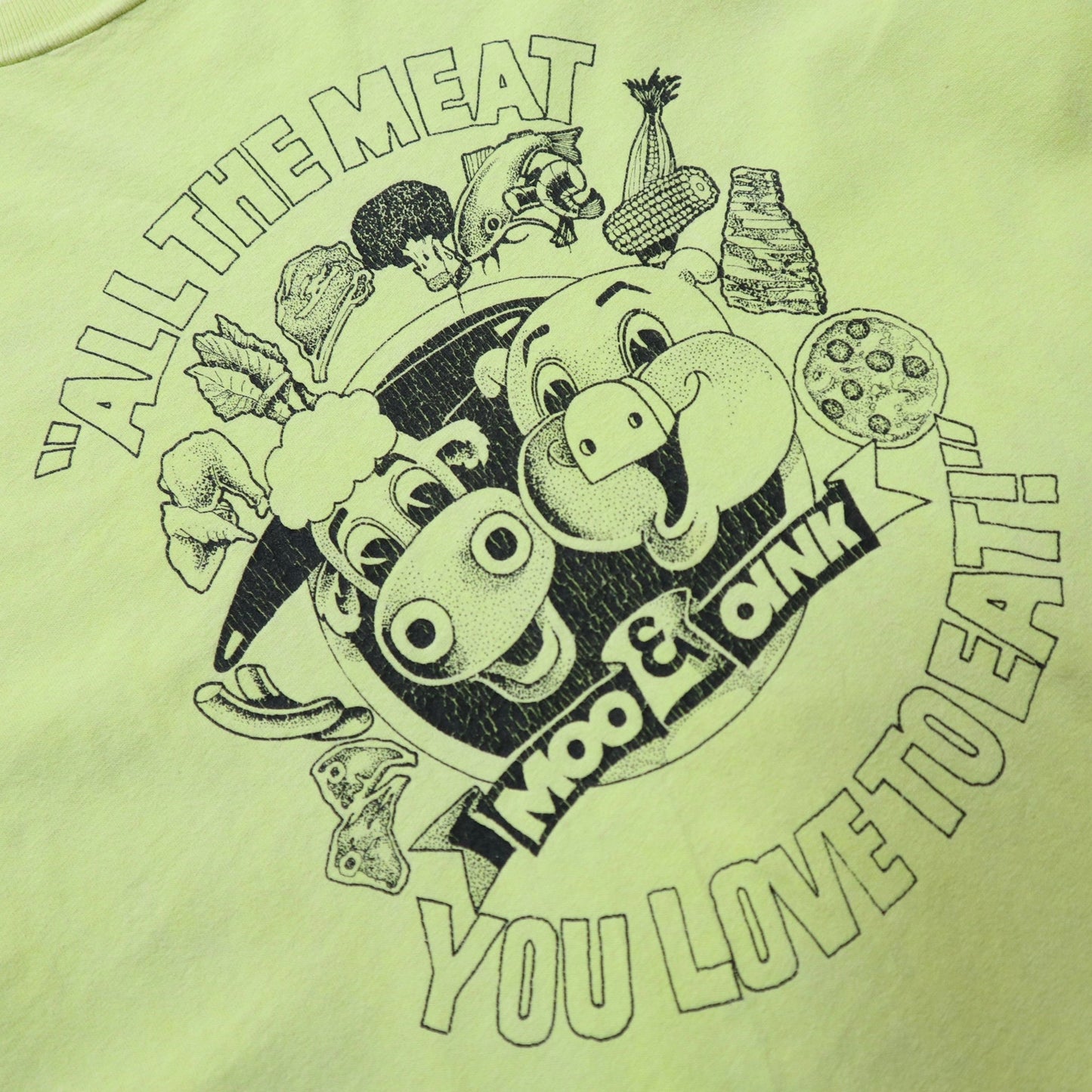 90s 美國製 All The Meat You Love To Eat 蘋果綠膠印tee - 富士鳥古著