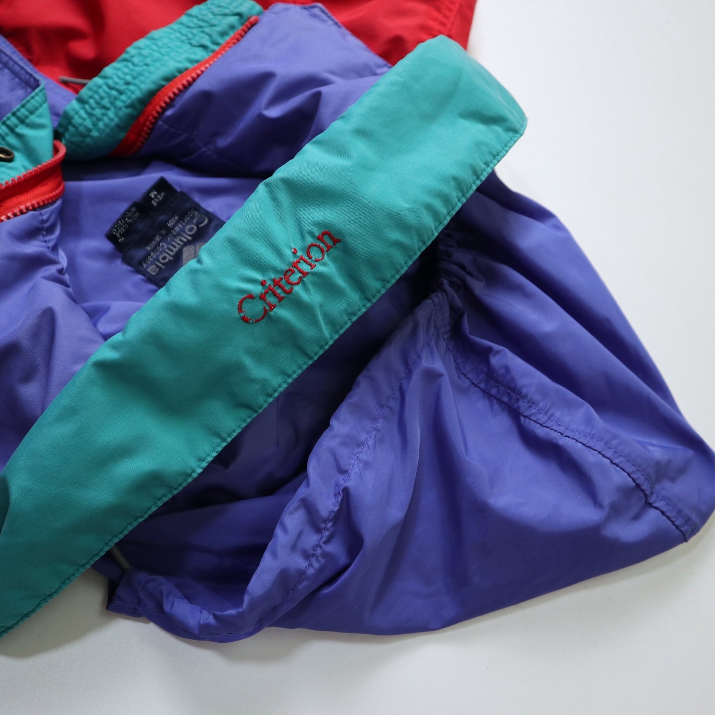 90s Columbia 台灣製 拼色防風連帽外套 尼龍外套 - 富士鳥古著